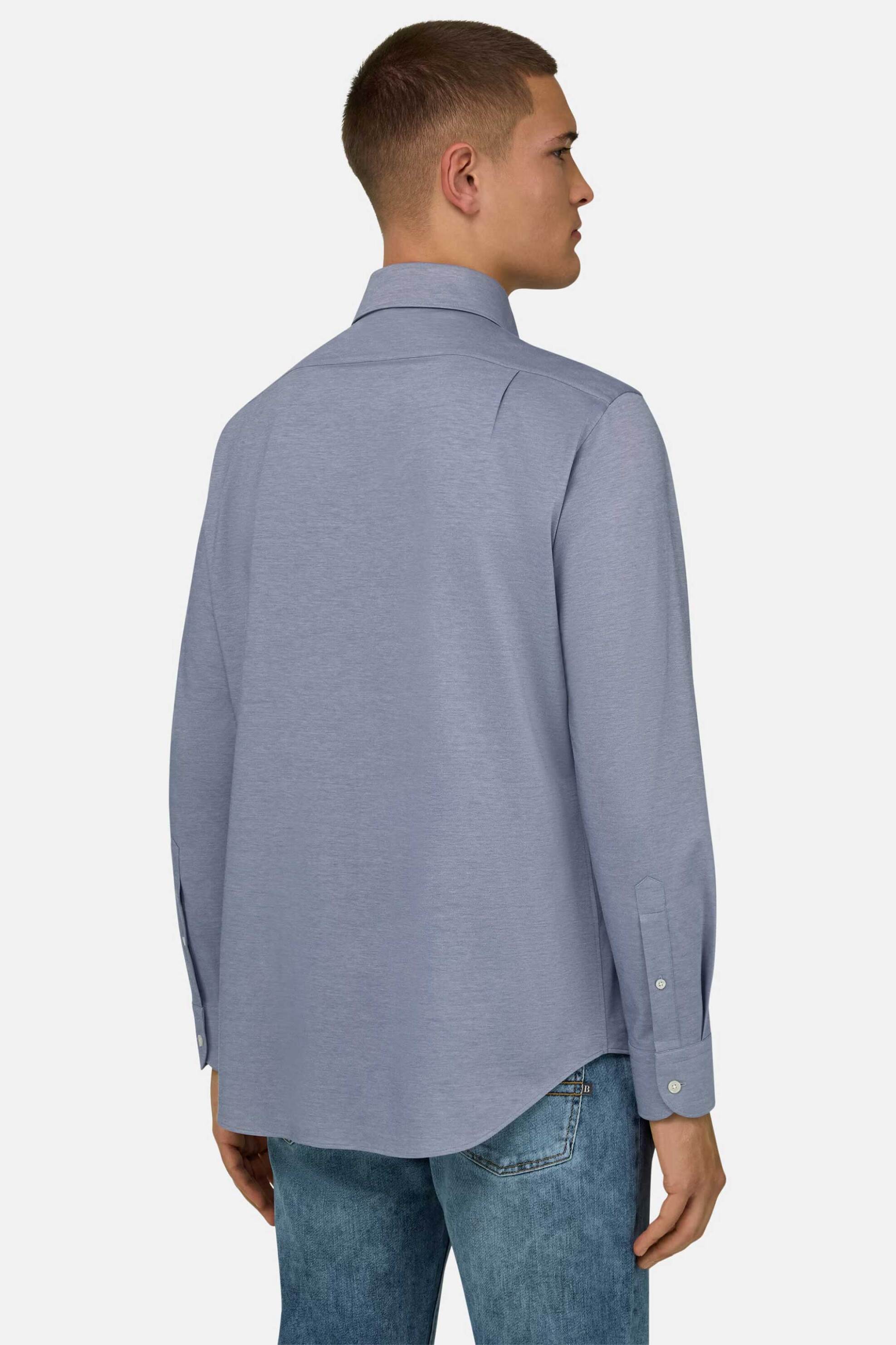Boggi Milano Ανδρικό Πουκάμισο Μονόχρωμο Regular Fit - Bo26P019601 Μπλε