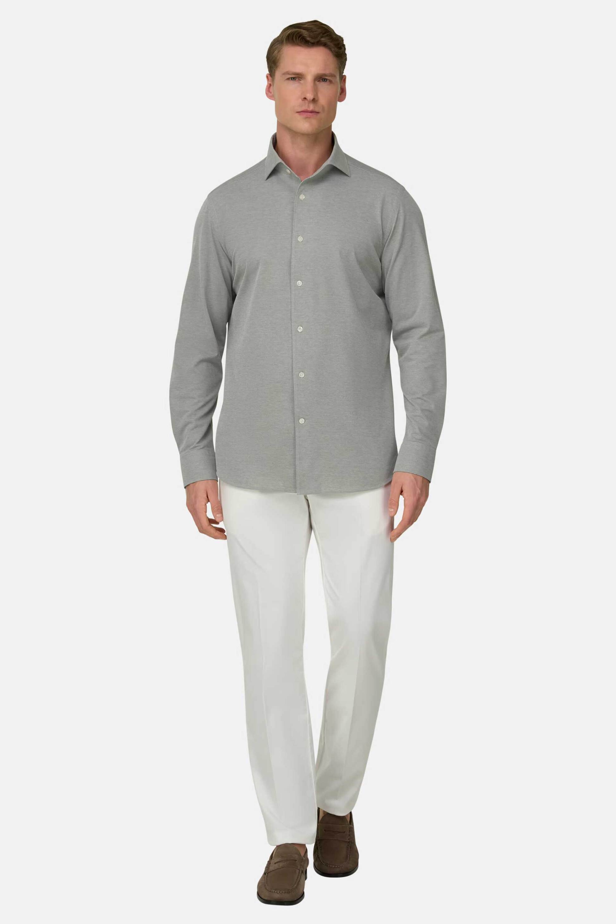 Boggi Milano ανδρικό πουκάμισο μονόχρωμο Regular Fit - BO26P019603 Πράσινο Σκούρο φωτογραφία