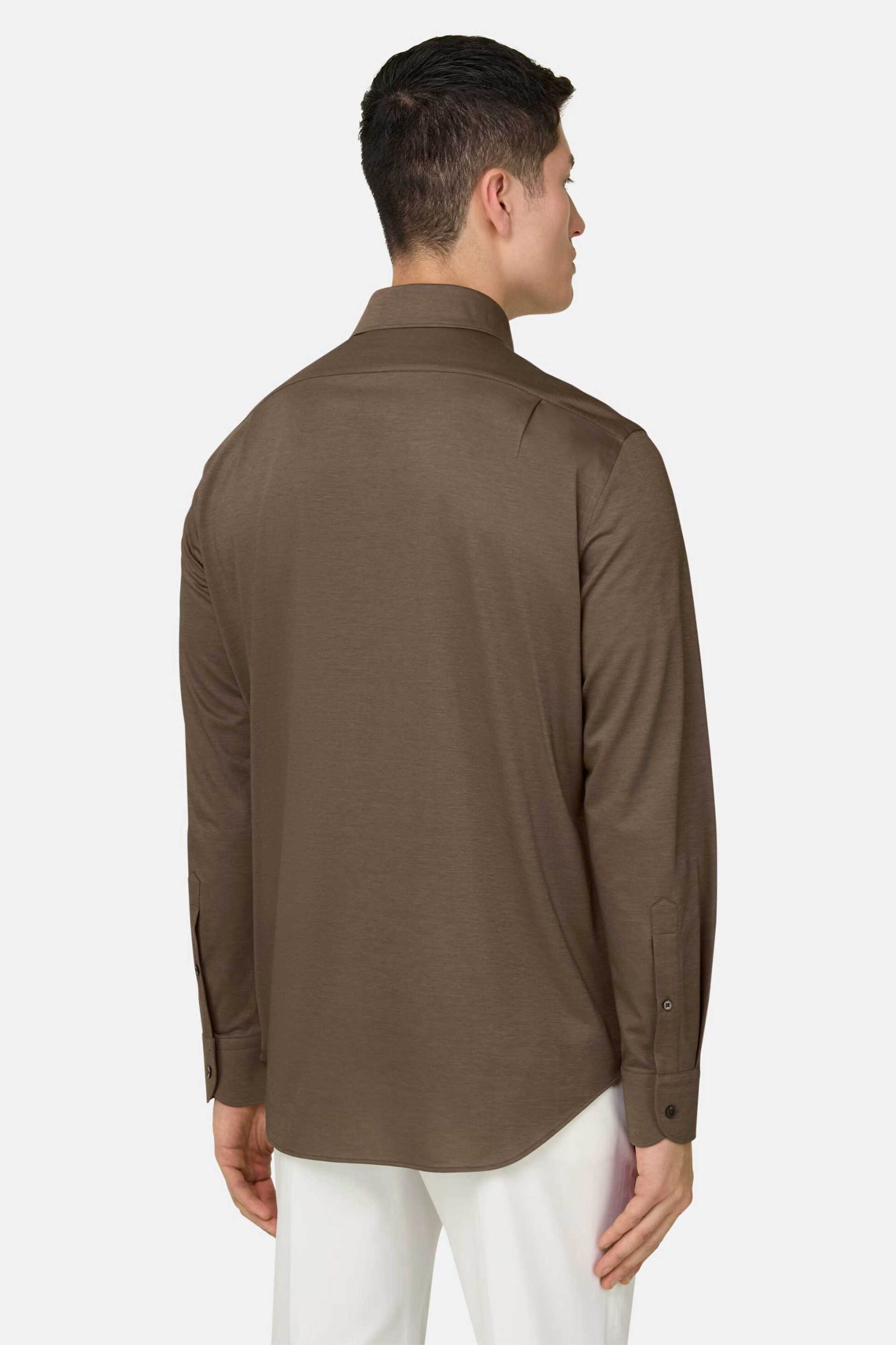 Boggi Milano Ανδρικό Πουκάμισο Μονόχρωμο Regular Fit - Bo26P019604 Καφέ Ανοιχτό