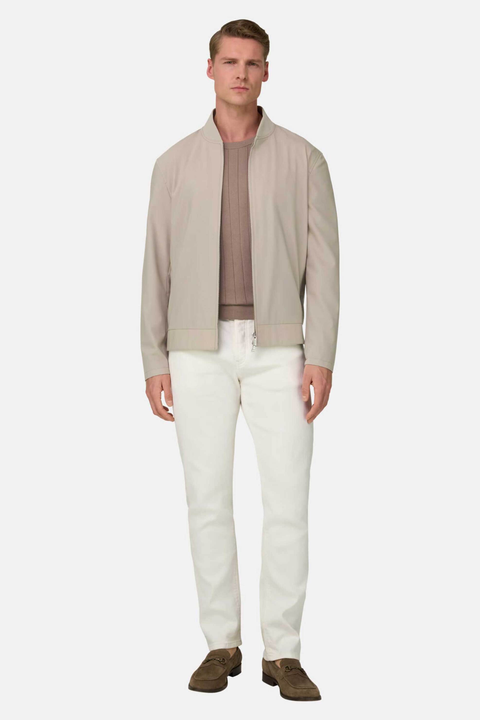Boggi Milano ανδρικό bomber jacket μονόχρωμο Regular Fit - BO26P022001 Μπεζ φωτογραφία
