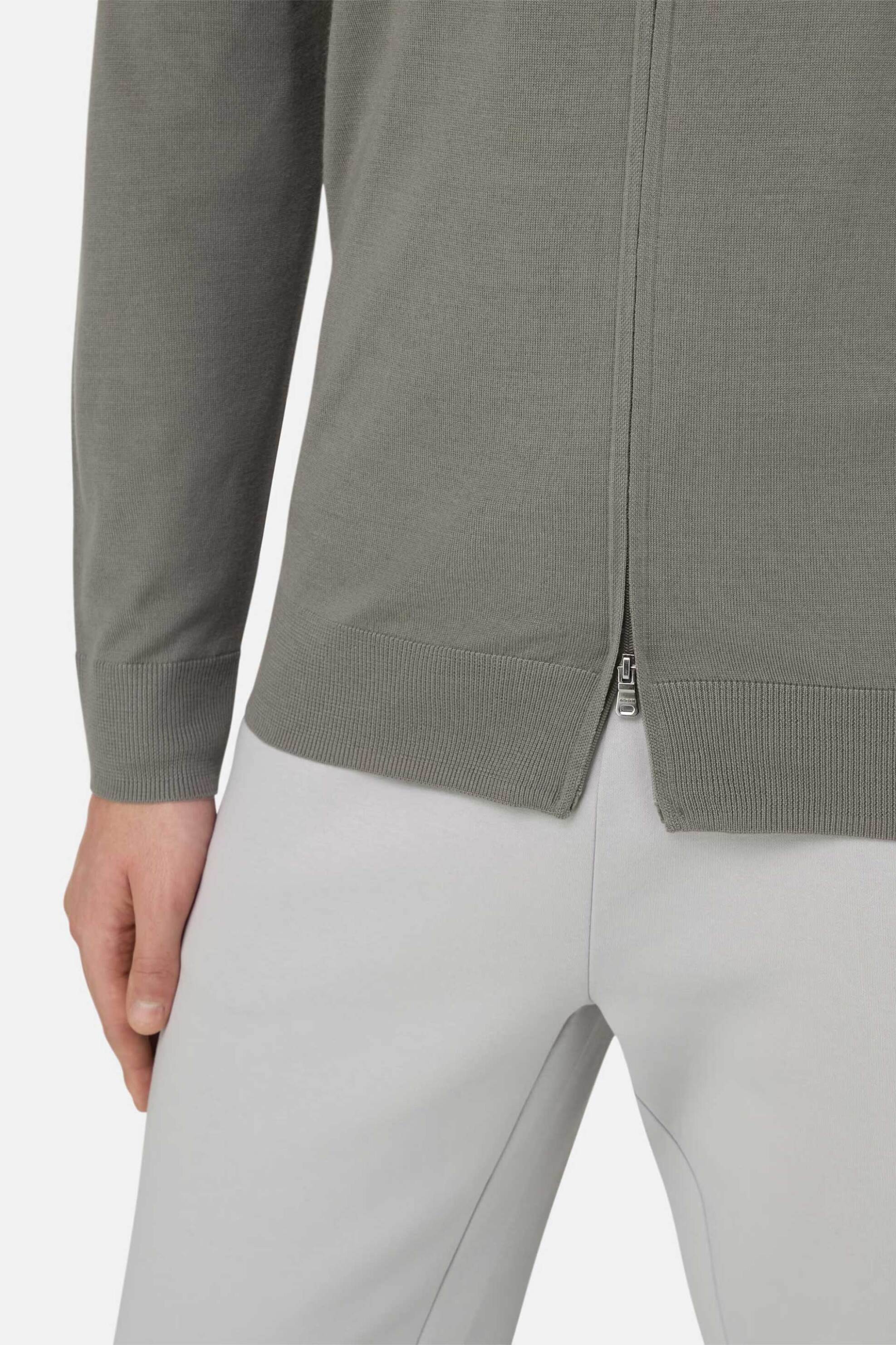 Boggi Milano Ανδρική Πλεκτή Ζακέτα Regular Fit - Bo26P040202 Γκρι