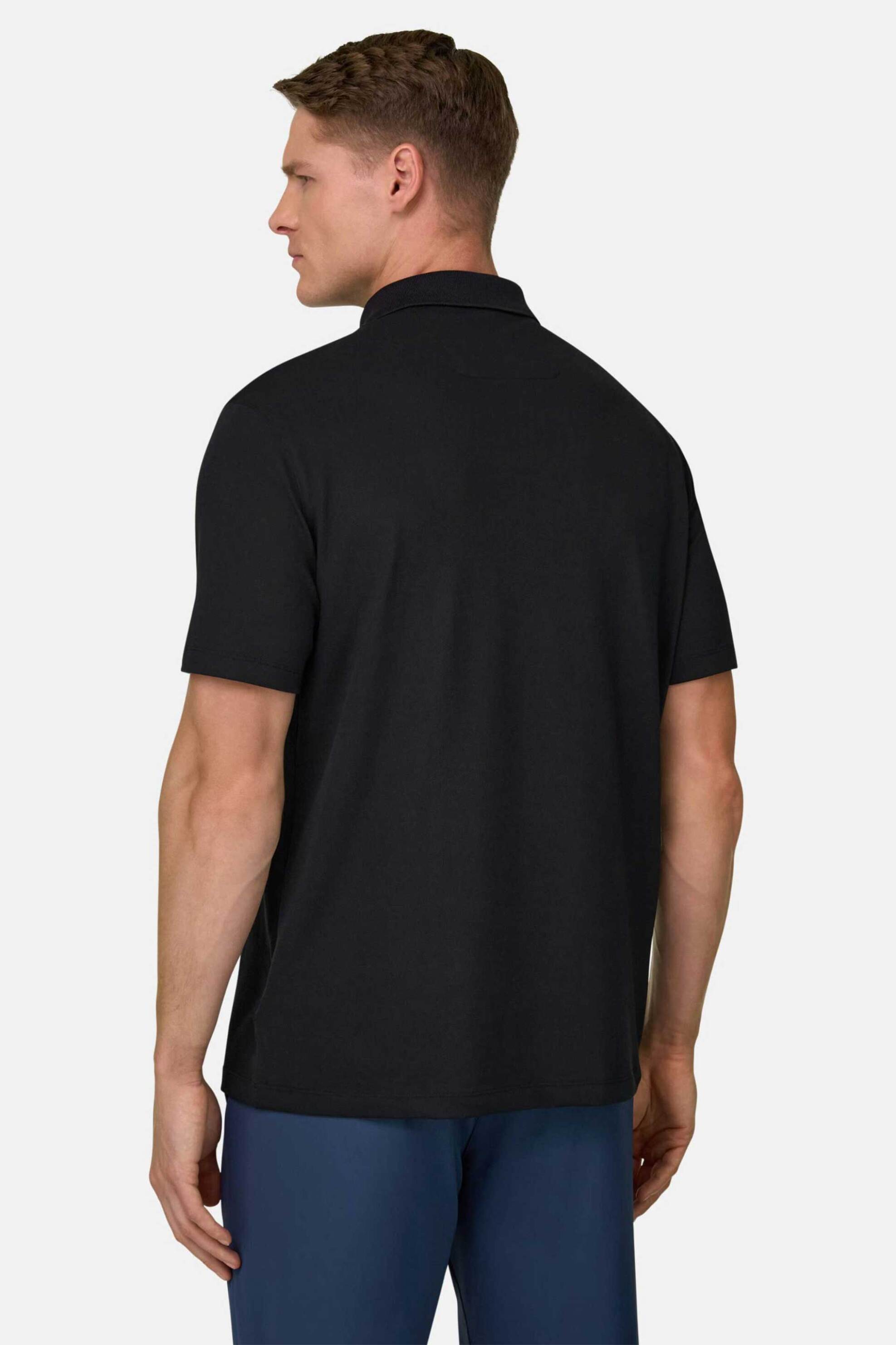 Boggi Milano Ανδρική Πόλο Μπλούζα Κοντομάνικη Πικέ Regular Fit - Bo26P044902 Μαύρο