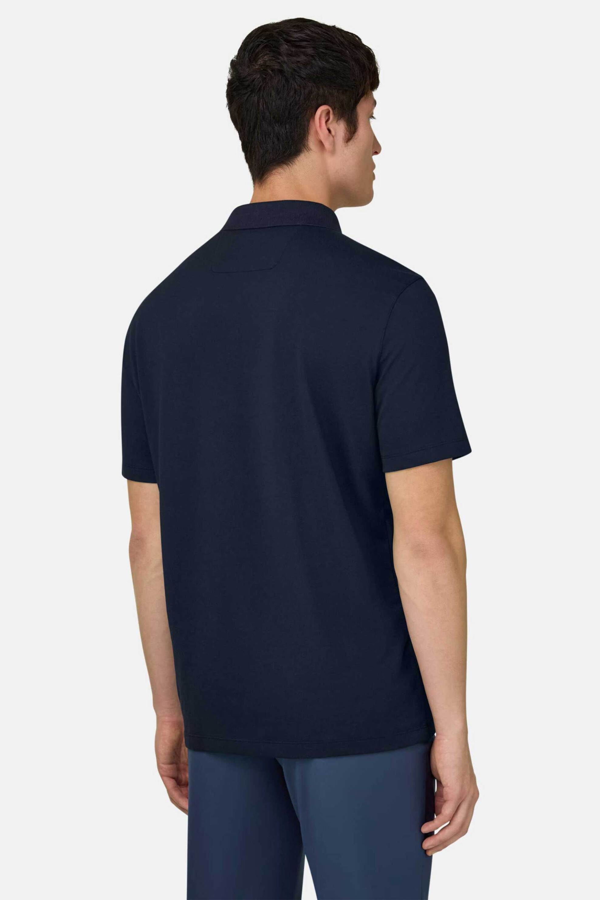 Boggi Milano Ανδρική Πόλο Μπλούζα Κοντομάνικη Πικέ Regular Fit - Bo26P044903 Μπλε Navy