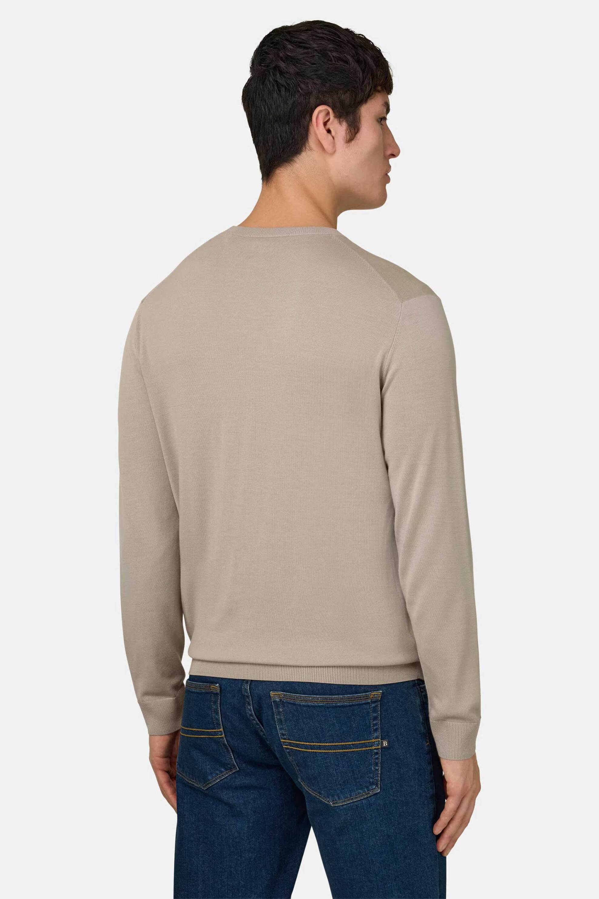 Boggi Milano Ανδρικό Πουλόβερ Μονόχρωμο Regular Fit - Bo26P050203 Μπεζ