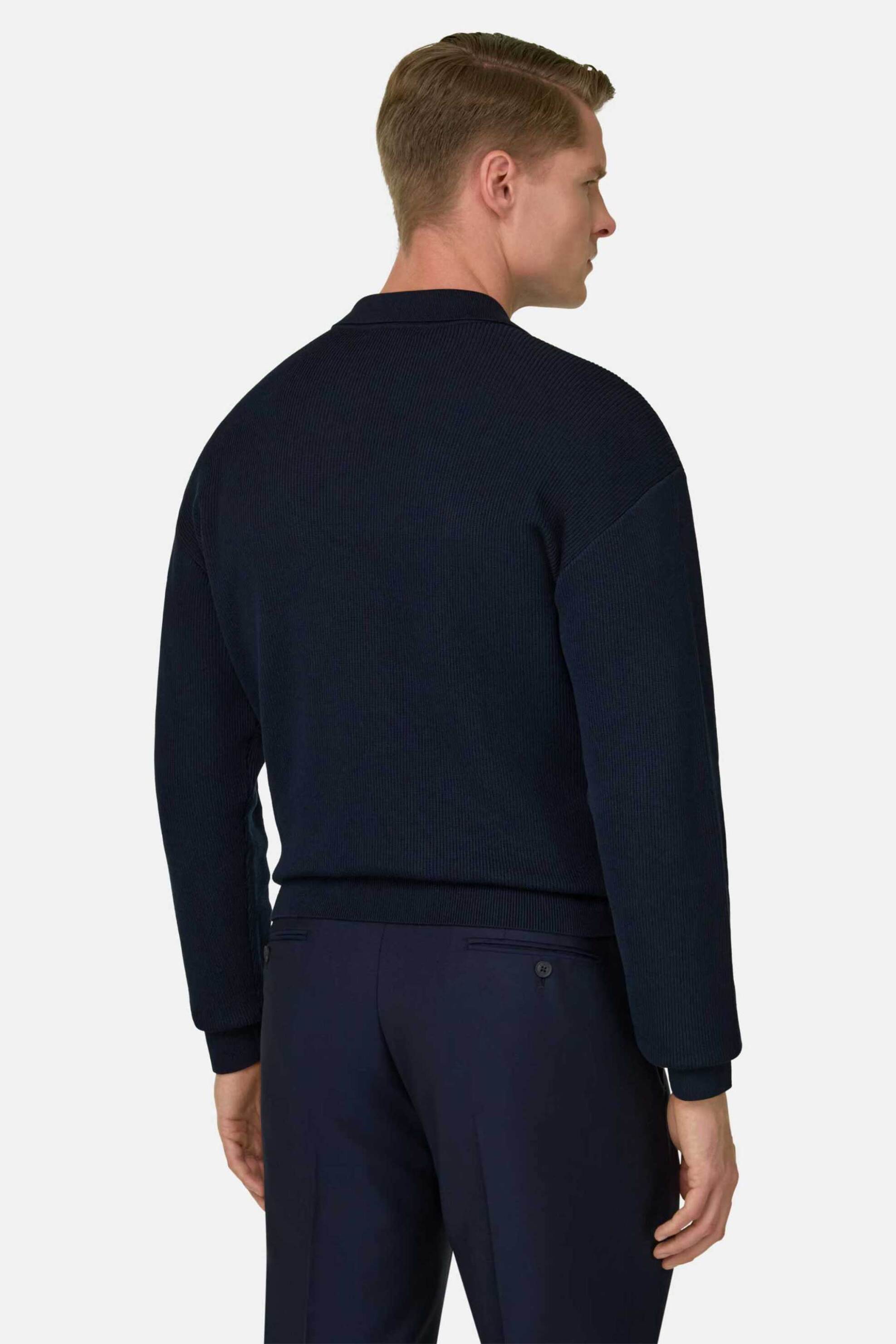 Boggi Milano Ανδρική Πόλο Μπλούζα Μονόχρωμη Regular Fit - Bo26P055503 Μπλε Navy