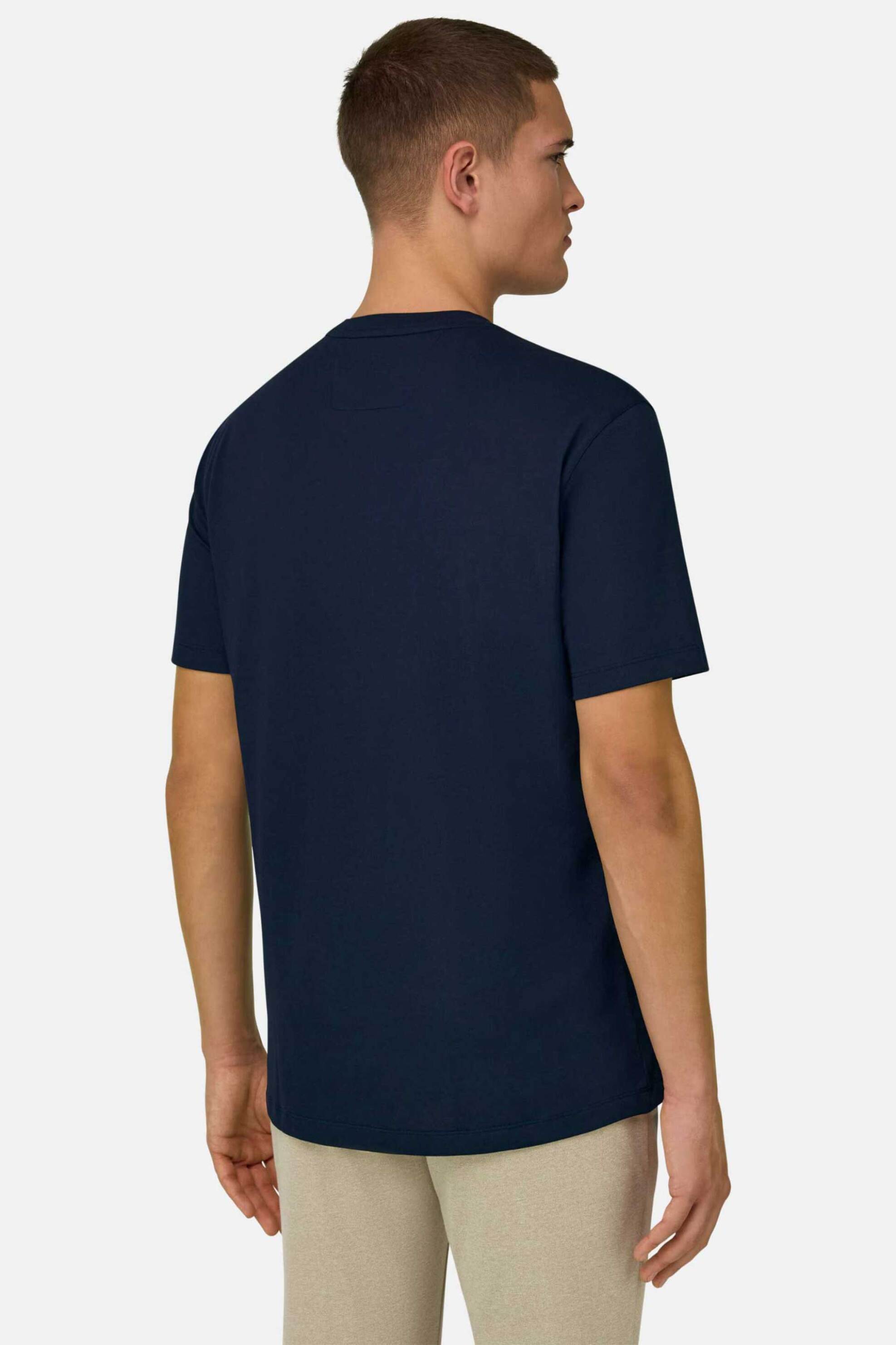 Boggi Milano Ανδρικό Πικέ T-Shirt Μονόχρωμο Regular Fit S Cafè - Bo26P056402 Μπλε Navy