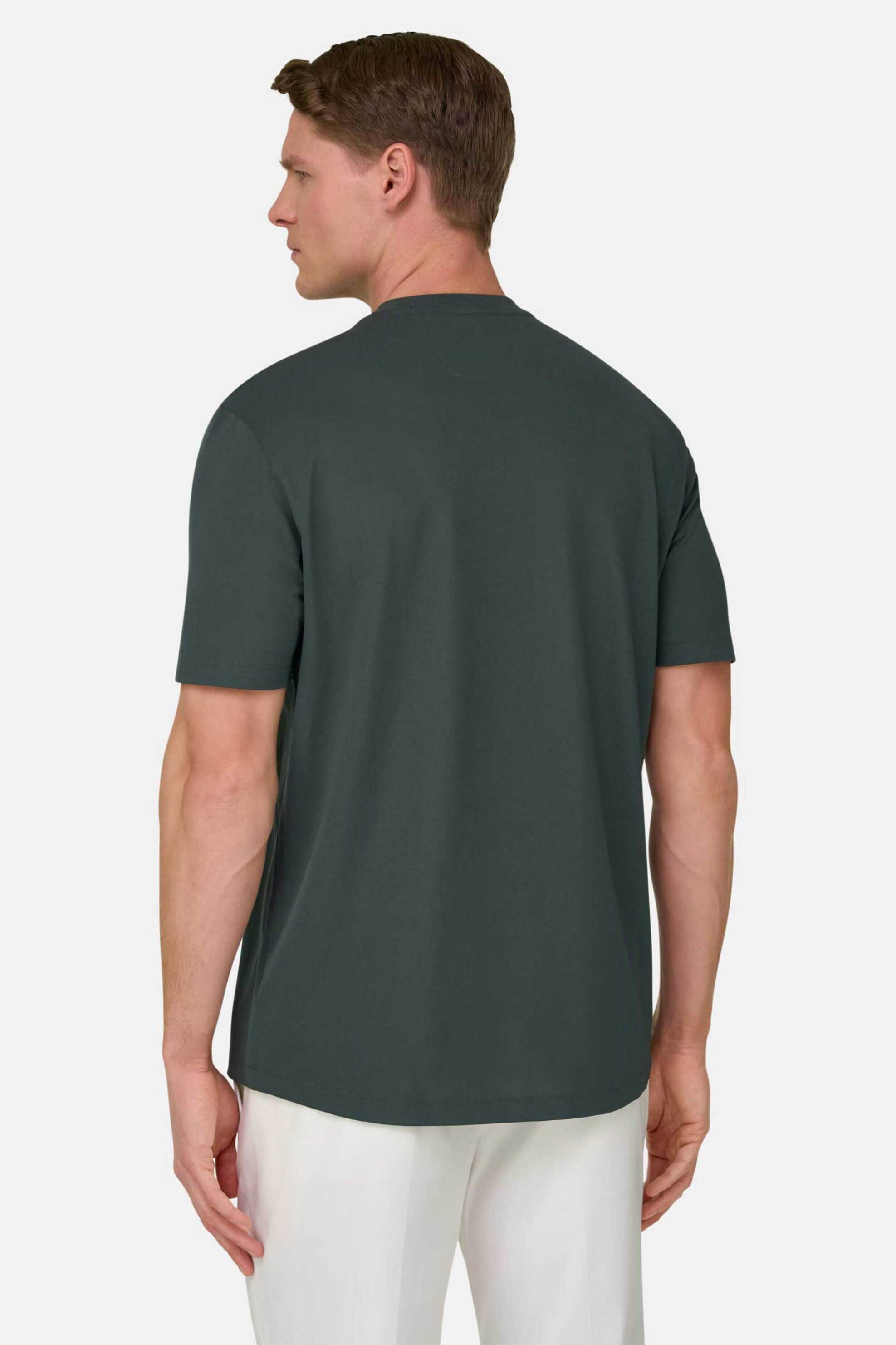 Boggi Milano Ανδρικό Πικέ T-Shirt Μονόχρωμο Regular Fit S Cafè - Bo26P056406 Πράσινο Σκούρο