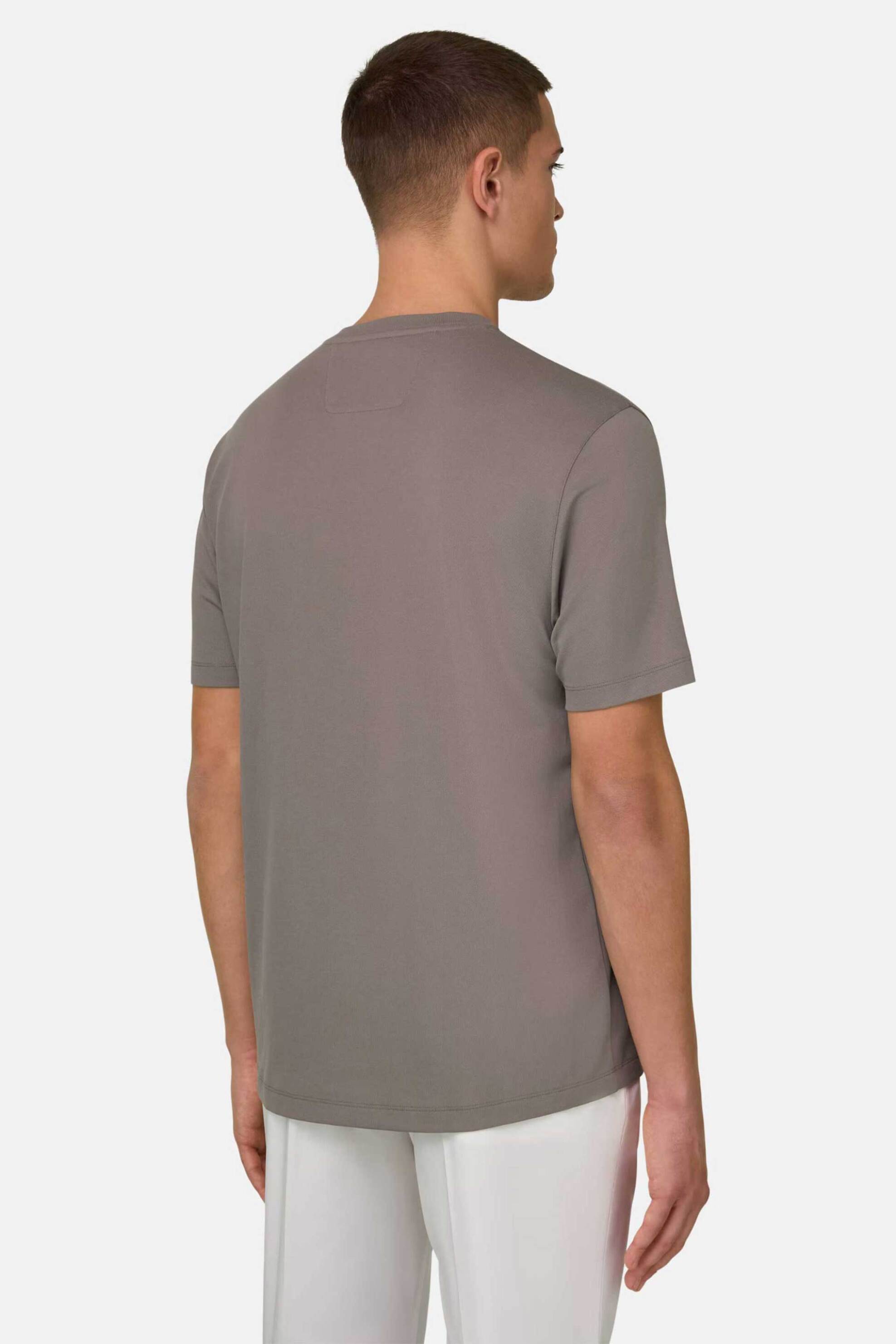 Boggi Milano Ανδρικό Πικέ T-Shirt Μονόχρωμο Regular Fit S Cafè - Bo26P056407 Γκρι