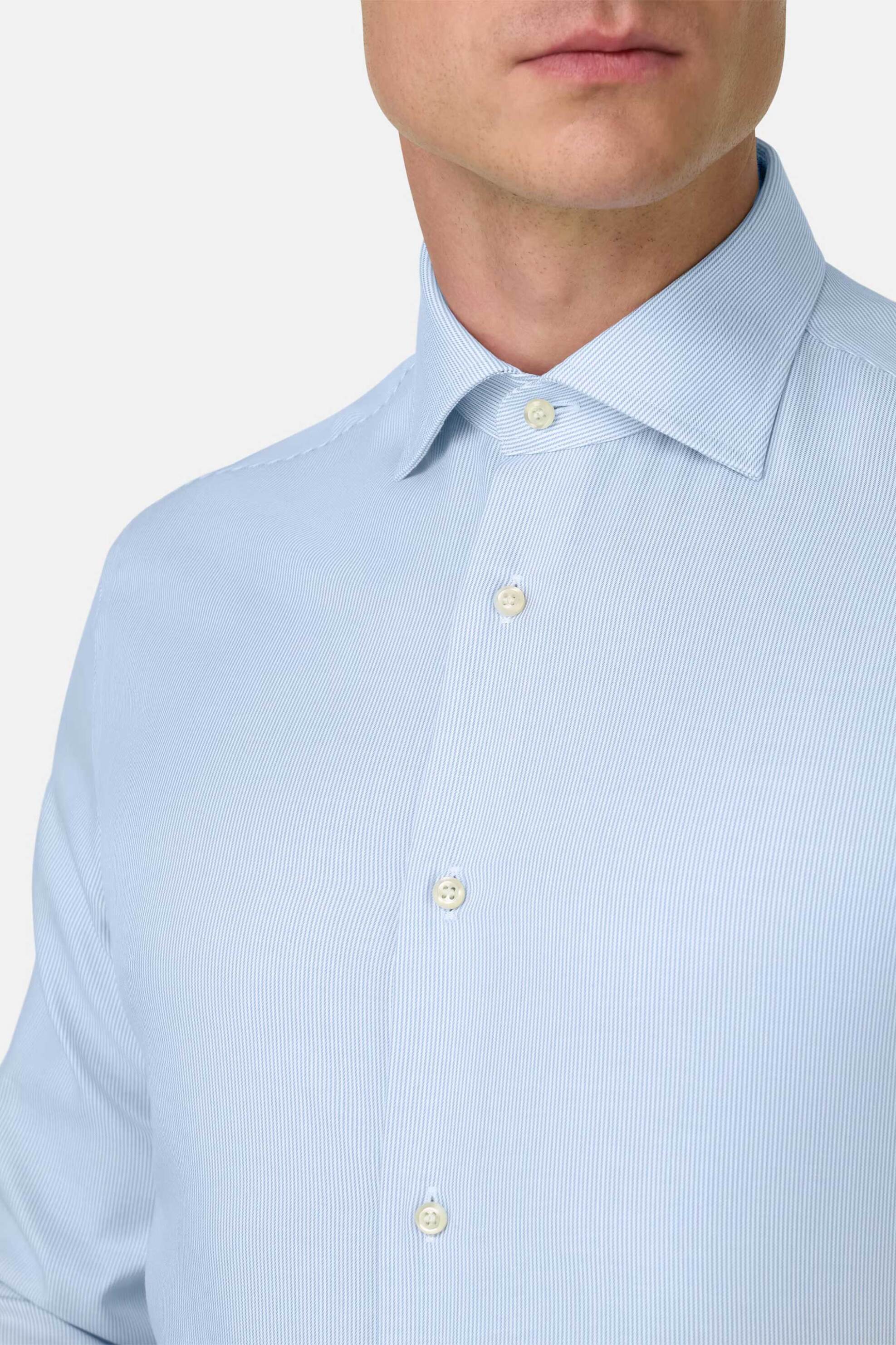 Boggi Milano ανδρικό πουκάμισο με ριγέ σχέδιο Slim Fit - BO26P058801 Γαλάζιο φωτογραφία