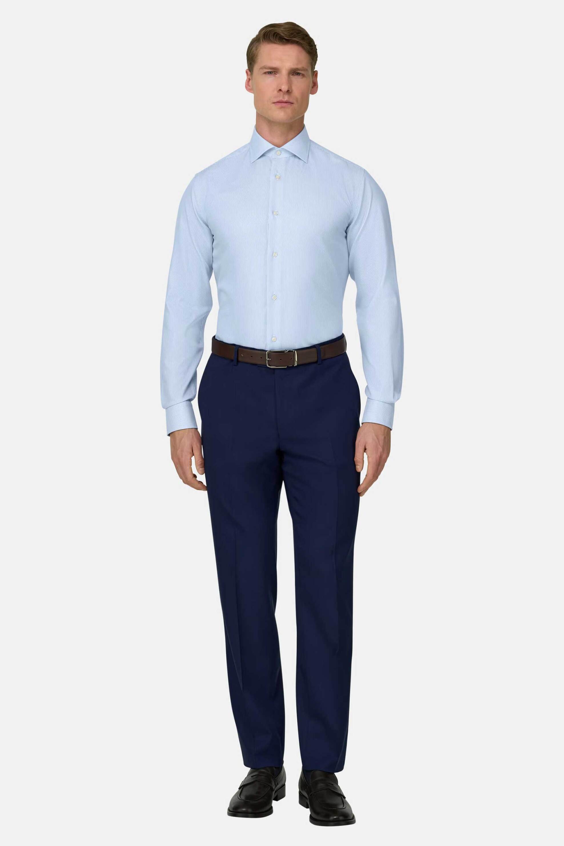 Boggi Milano ανδρικό πουκάμισο με ριγέ σχέδιο Slim Fit - BO26P058801 Γαλάζιο φωτογραφία