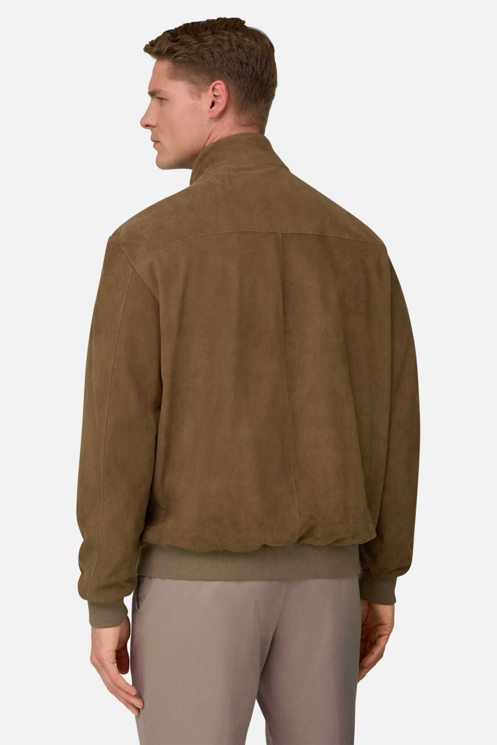 Boggi Milano Ανδρικό Suede Bomber Jacket Μονόχρωμο Regular Fit - Bo26P068801 Taupe