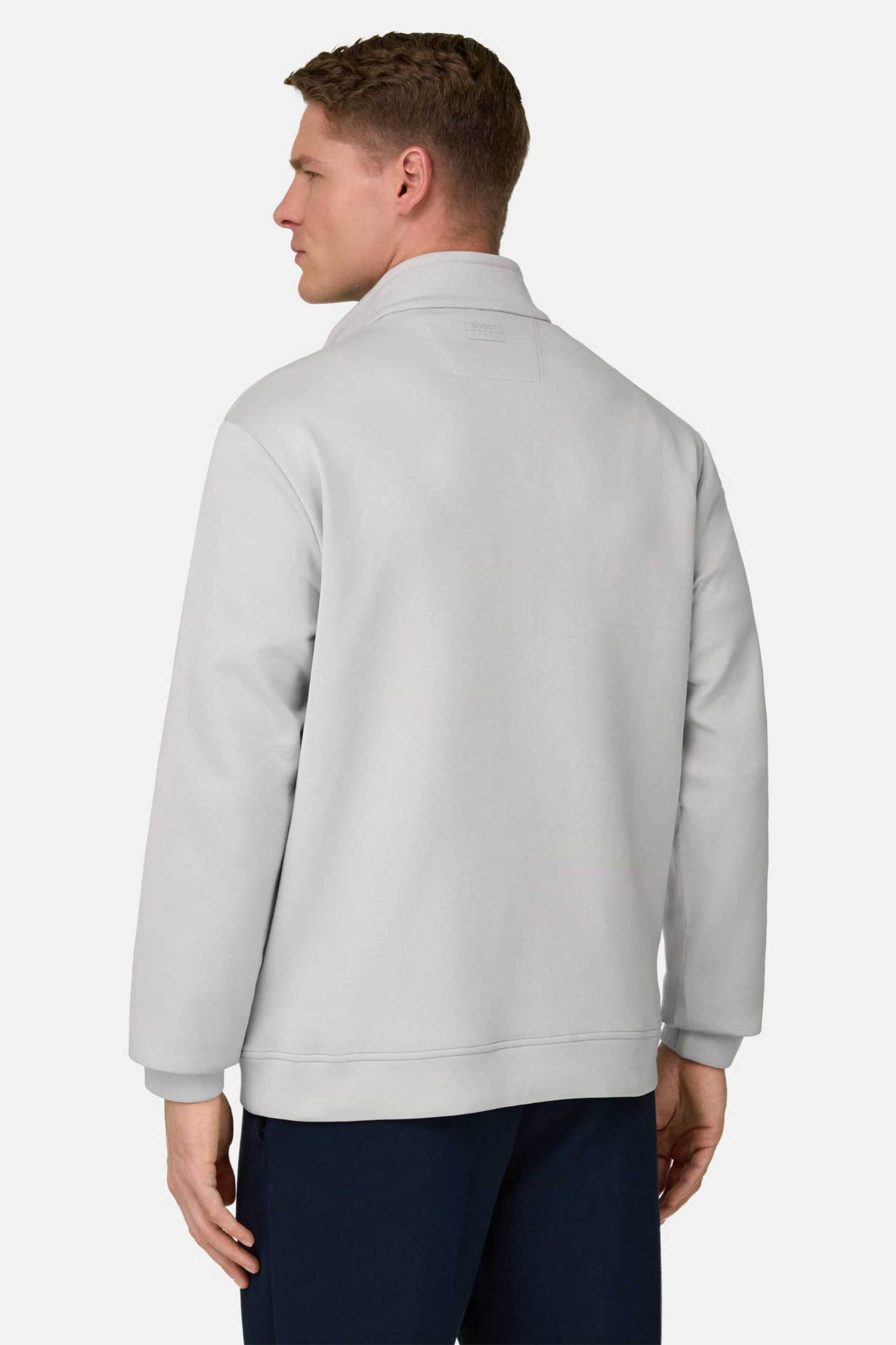 Boggi Milano Ανδρική Μπλούζα Φούτερ με Ψηλό Λαιμό Regular Fit - Bo26P070502 Υπόλευκο