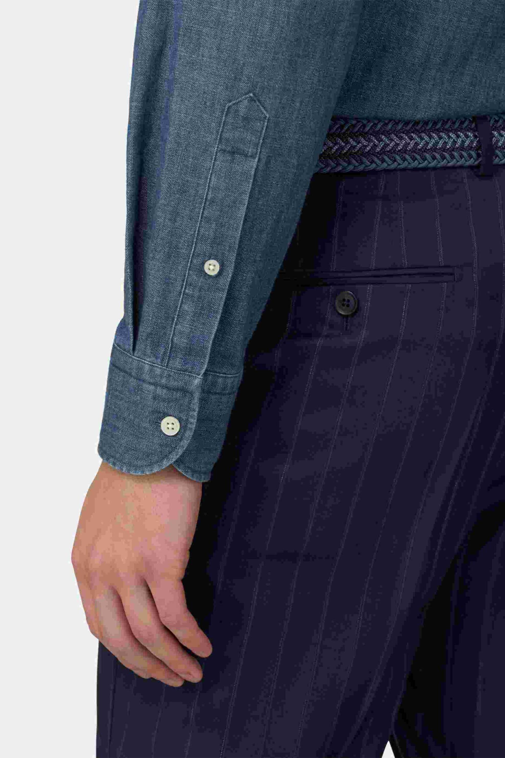 Boggi Milano Ανδρικό Denim Πουκάμισο Regular Fit - Bo26P071101 Blue Σκούρο