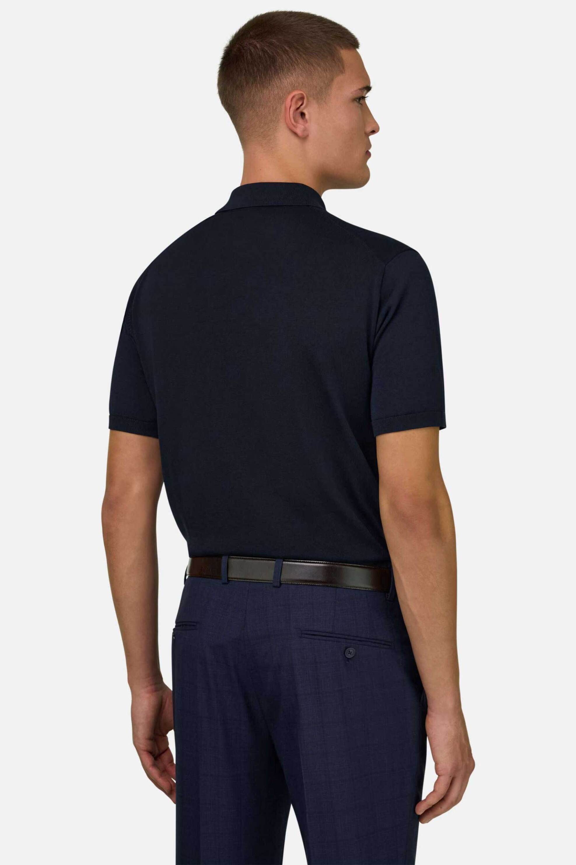 Boggi Milano Ανδρική Πόλο Μπλούζα Μονόχρωμη Regular Fit - Bo26P073201 Μπλε Navy
