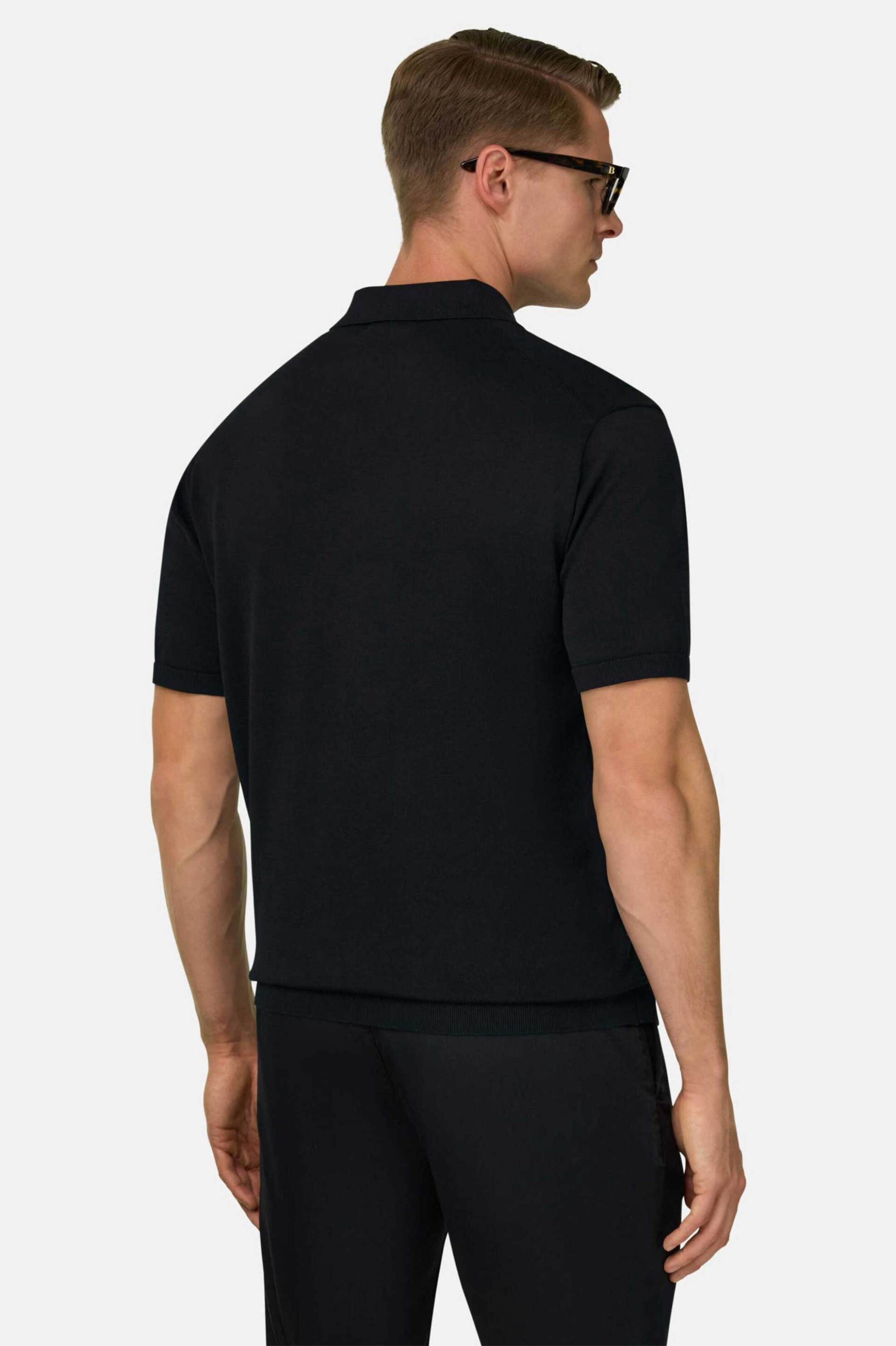 Boggi Milano Ανδρική Πόλο Μπλούζα Μονόχρωμη Regular Fit - Bo26P073203 Μαύρο