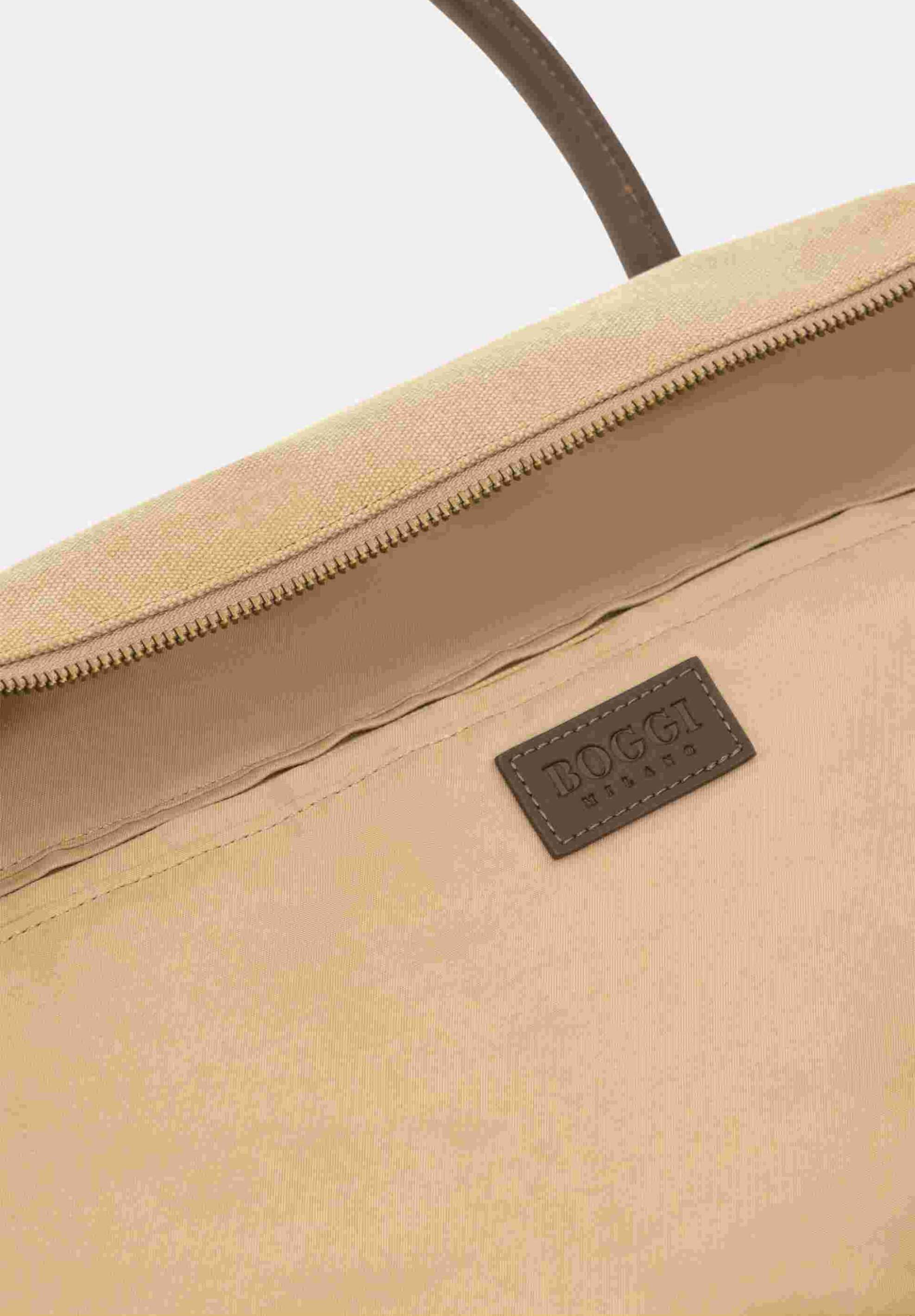 Boggi Milano ανδρικό σακ βουαγιάζ με λογότυπο "Duffle" - BO26P082101 Μπεζ φωτογραφία