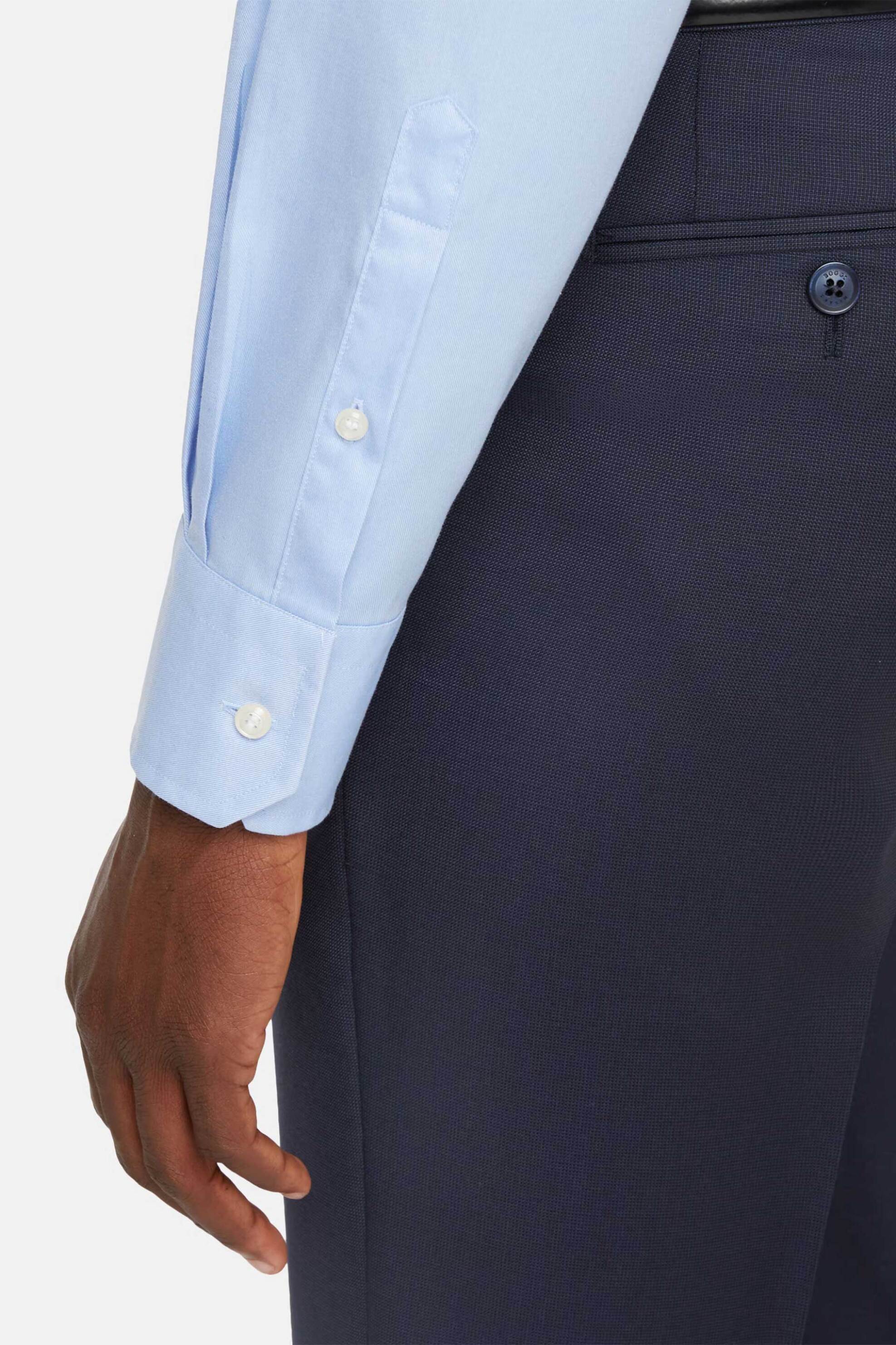 Boggi Milano Ανδρικό Πουκάμισο Twill Μονόχρωμο Slim Fit - Bo24C005102 Μπλε Ανοιχτό