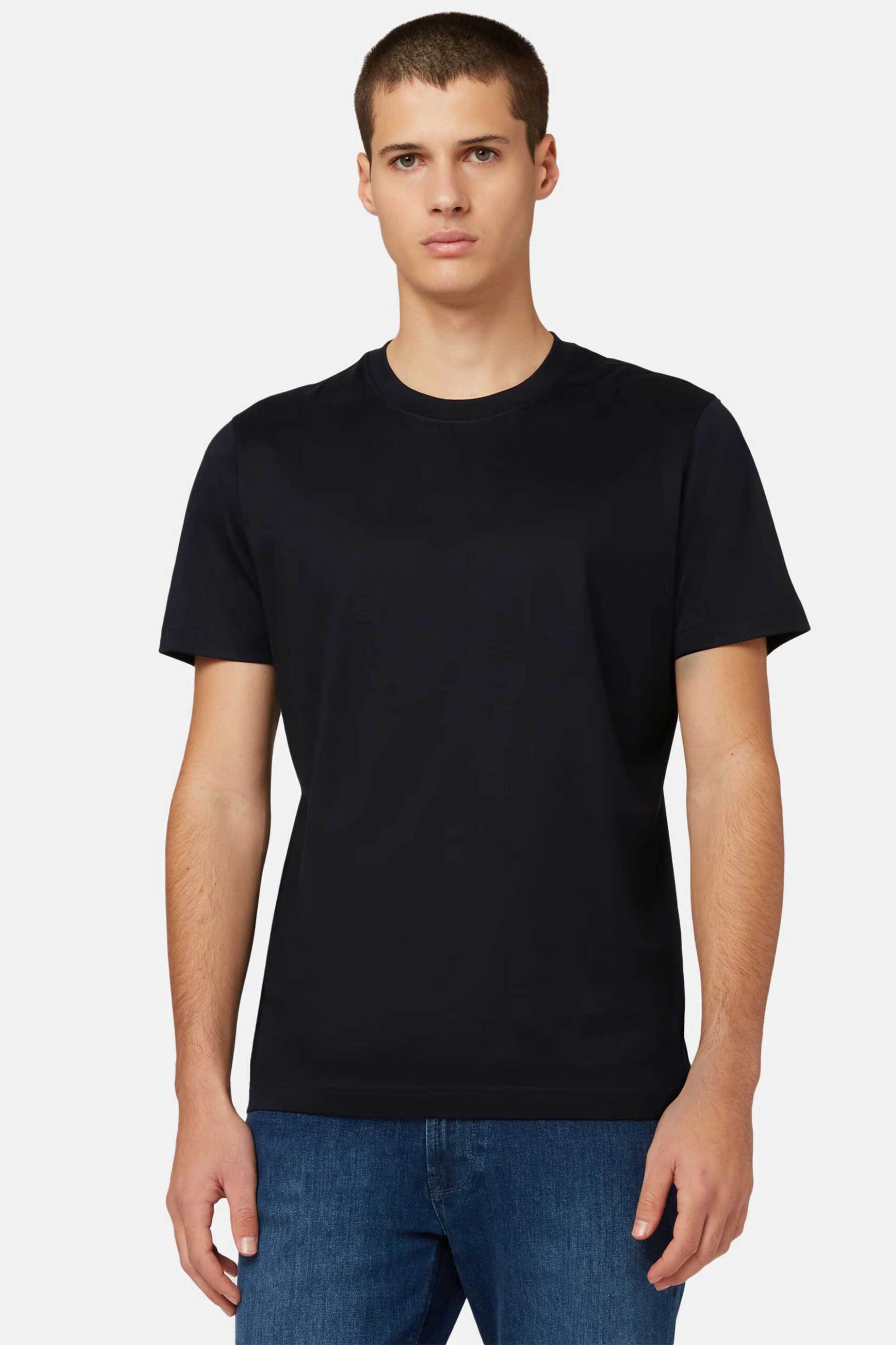 Boggi Milano ανδρικό T-shirt μονόχρωμο Regular Fit - BO24C005801 Μπλε Navy