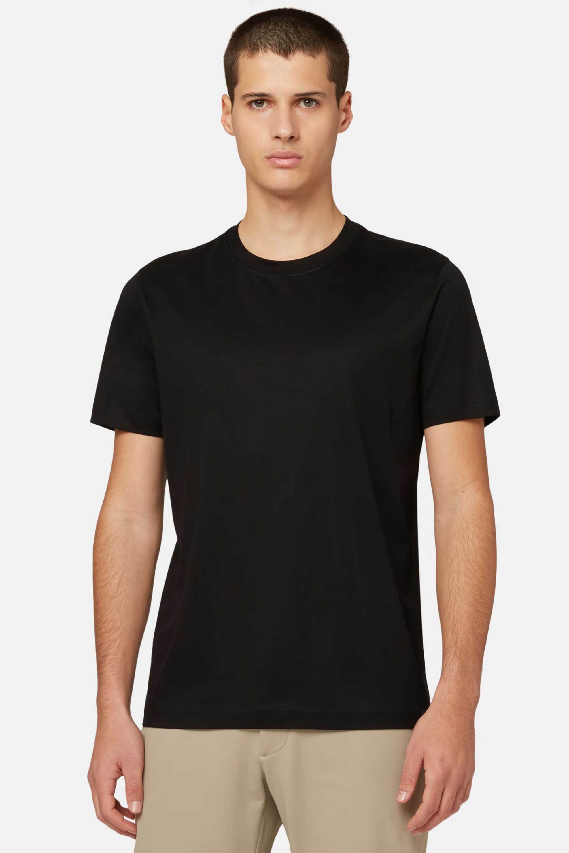 Boggi Milano ανδρικό T-shirt μονόχρωμο Regular Fit - BO24C005802 Μαύρο