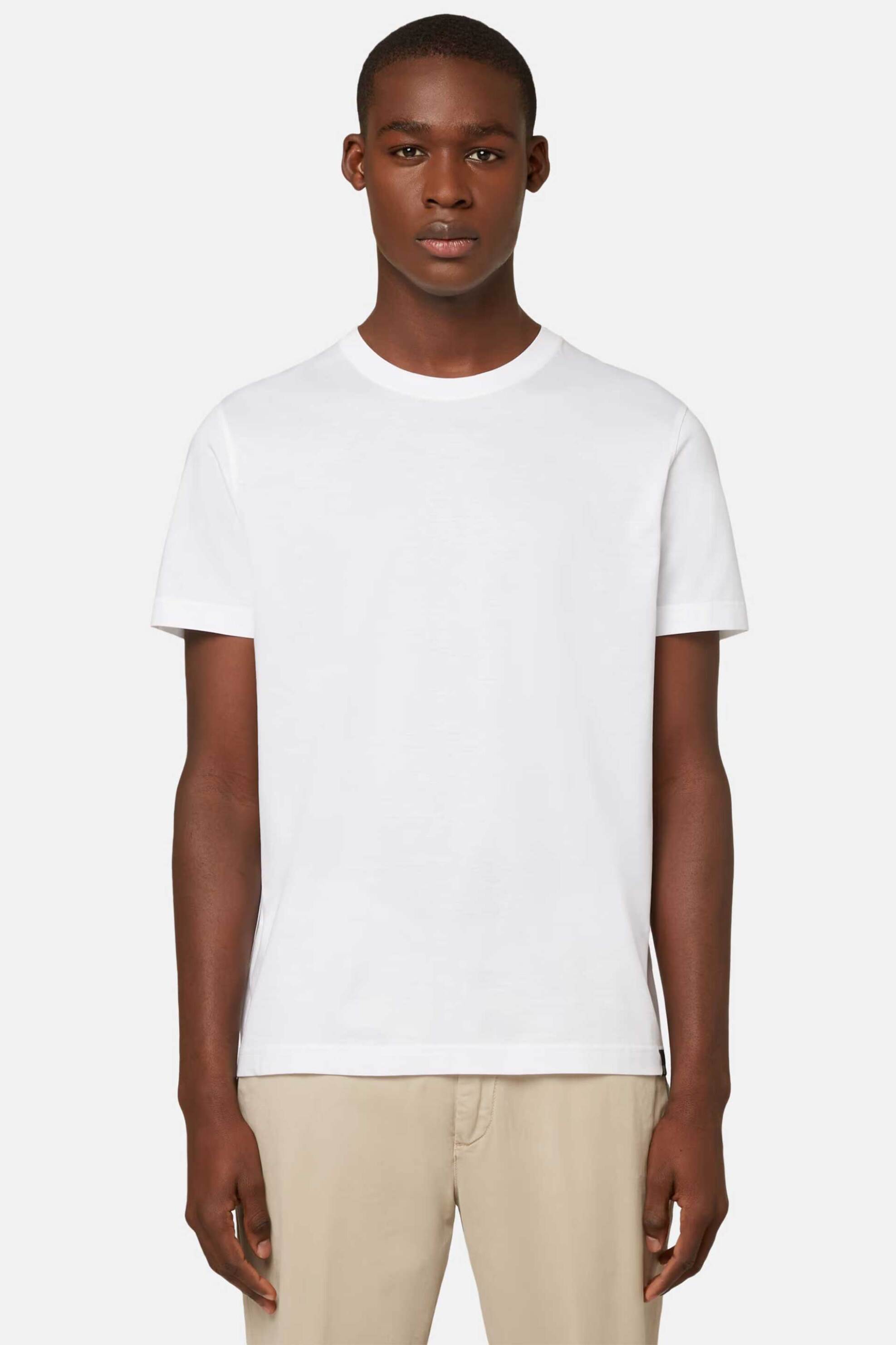 Boggi Milano ανδρικό T-shirt μονόχρωμο Regular Fit - BO24C005803 Λευκό