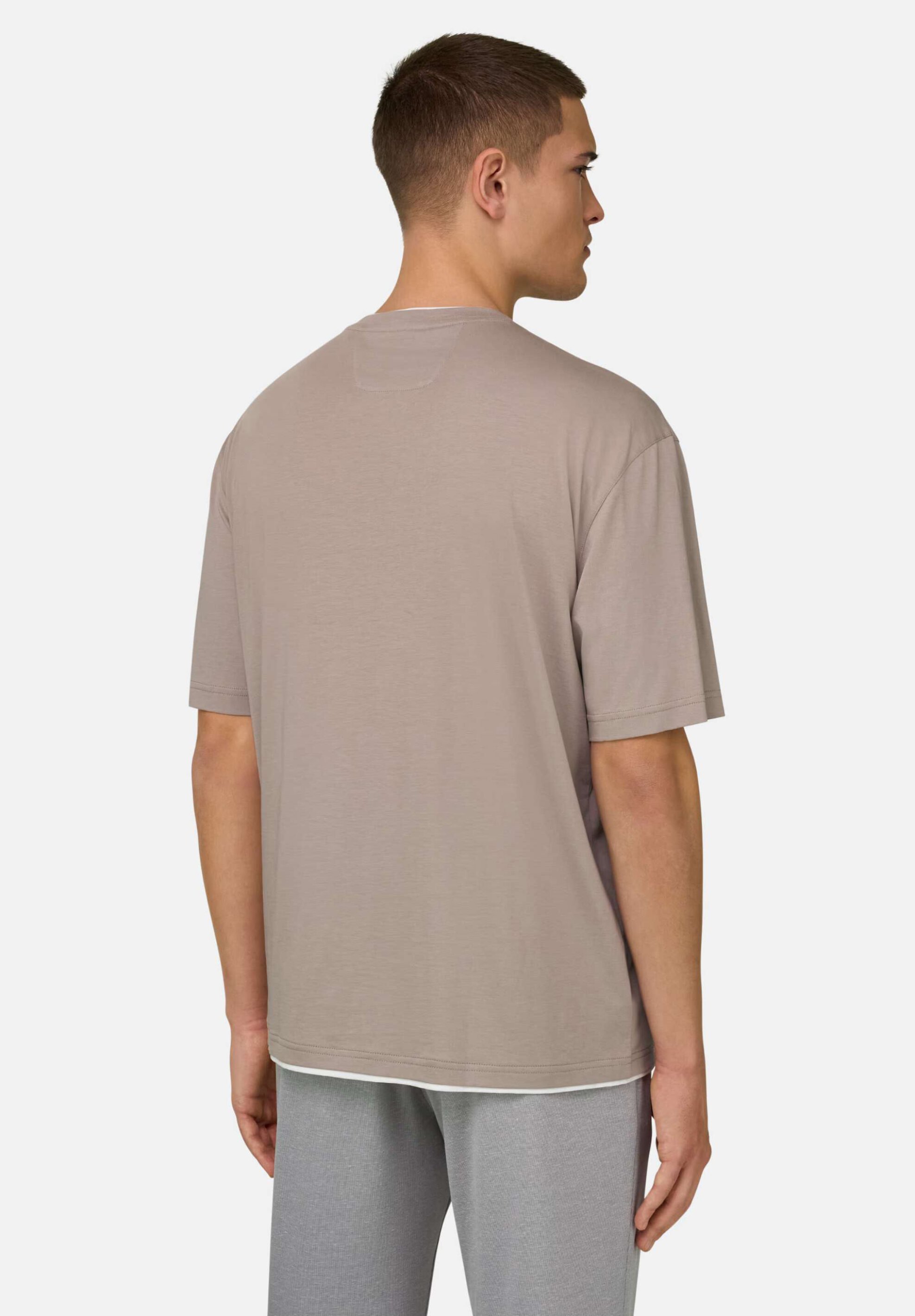 Boggi Milano Ανδρικό T-Shirt Μονόχρωμο Pima - Bo26P049902 Taupe