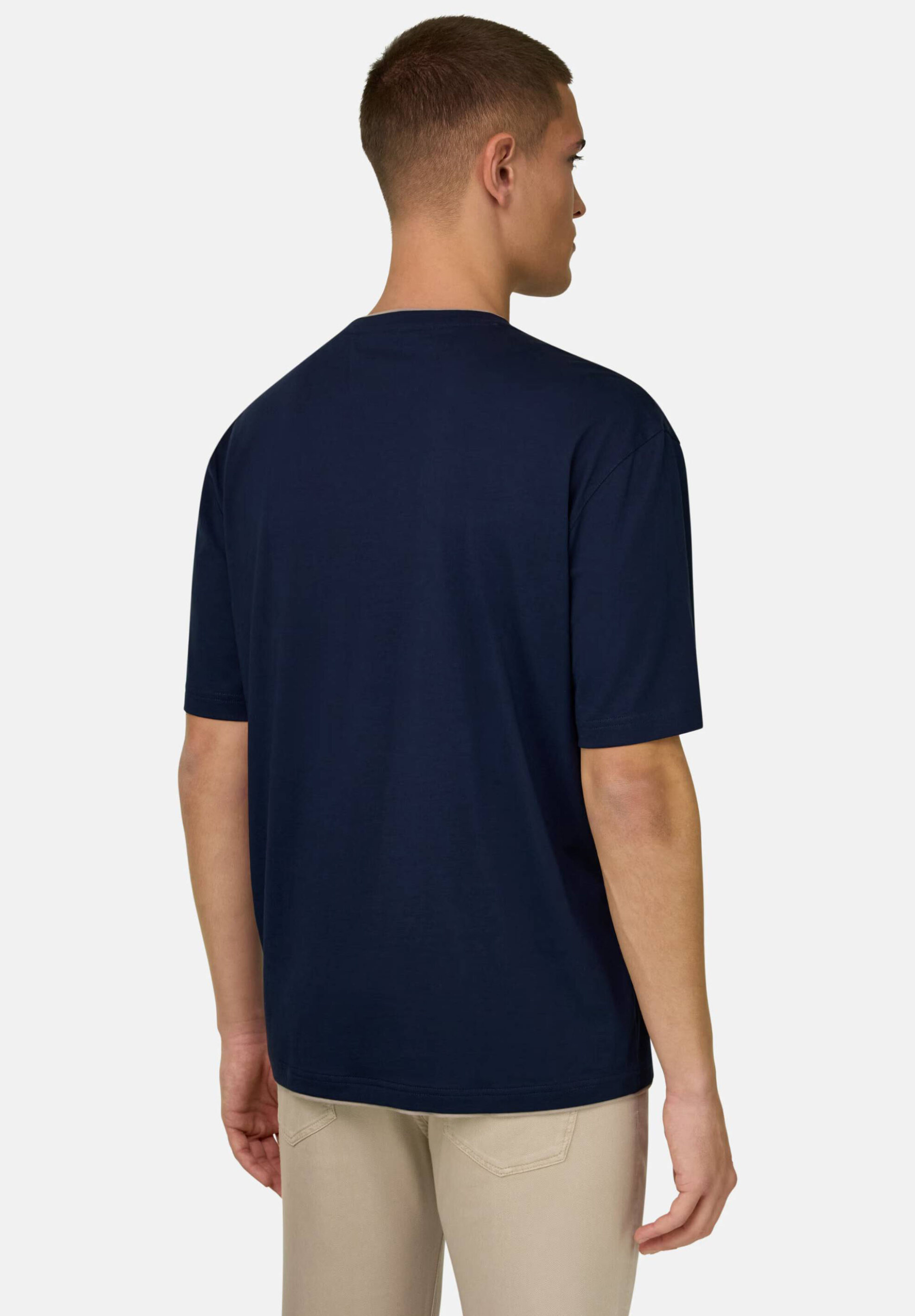 Boggi Milano Ανδρικό T-Shirt Μονόχρωμο Pima - Bo26P049903 Μπλε Navy
