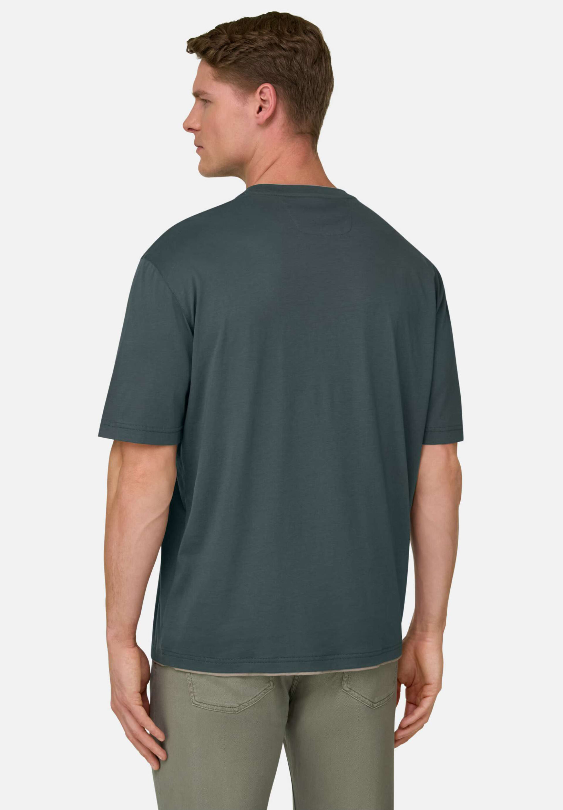 Boggi Milano Ανδρικό T-Shirt Μονόχρωμο Pima - Bo26P049906 Πράσινο Σκούρο