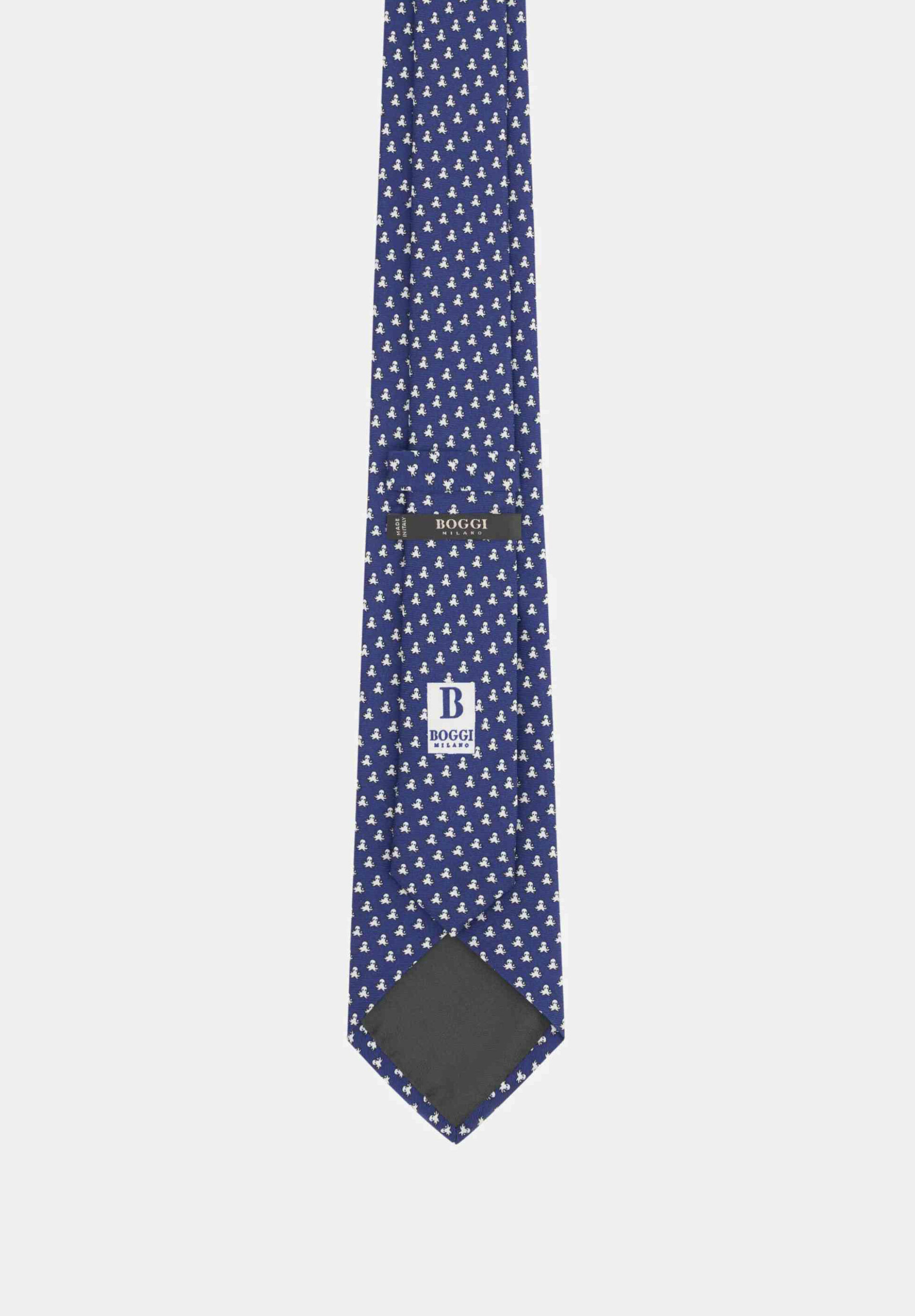 Boggi Milano Ανδρική Μεταξωτή Γραβάτα με All-Over Print - Bo26P066302 Μπλε Navy