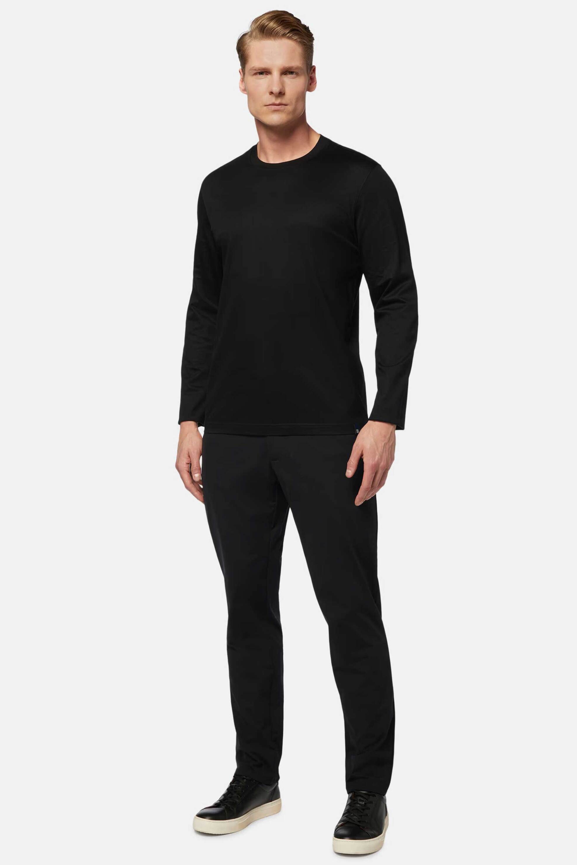 Boggi Milano ανδρικό παντελόνι με ελαστική μέση Regular Fit - BO23C001902 Μαύρο