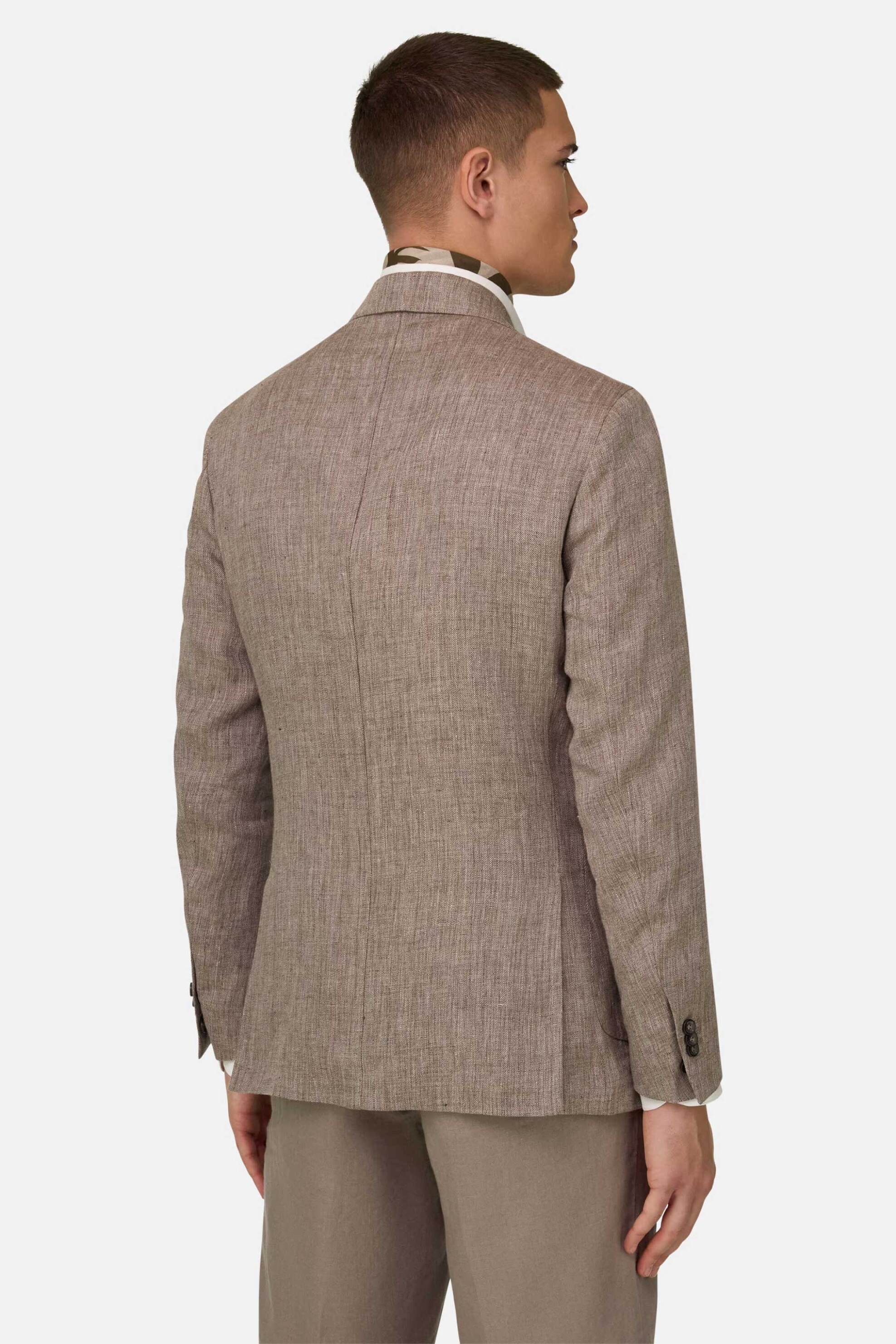 Boggi Milano Ανδρικό Λινό Σακάκι Regular Fit - Bo26P030401 Καφέ Ανοιχτό