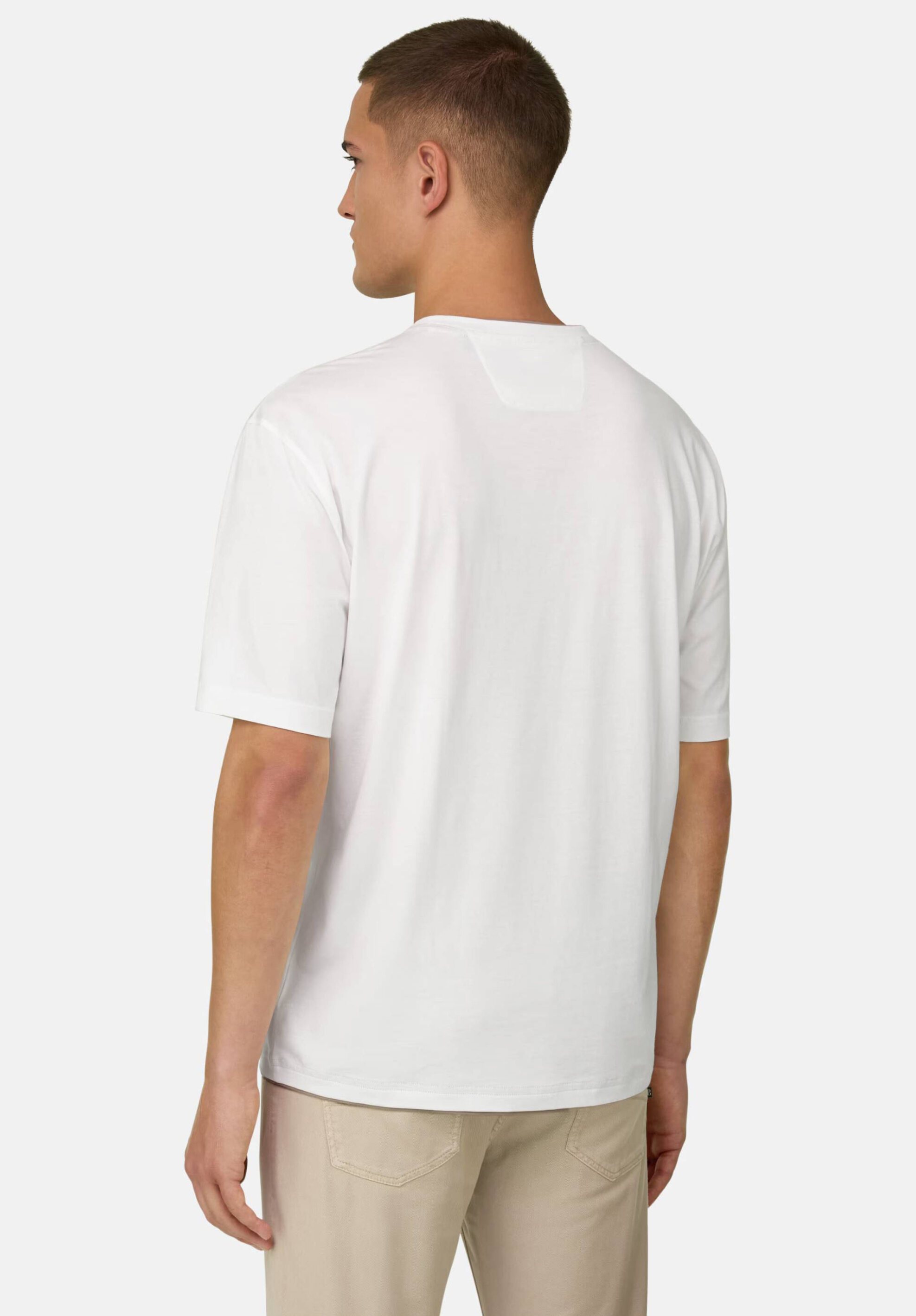 Boggi Milano Ανδρικό T-Shirt Μονόχρωμο Pima - Bo26P049901 Λευκό
