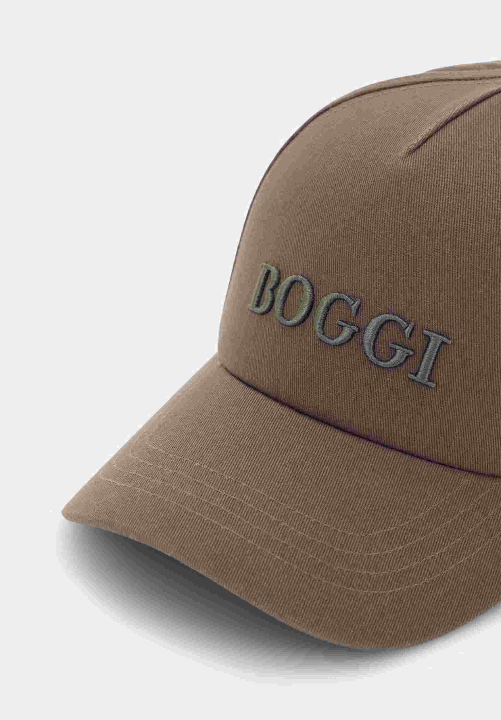 Boggi Milano ανδρικό καπέλο jockey με κεντημένο λογότυπο - BO26P022102 Καφέ Ανοιχτό