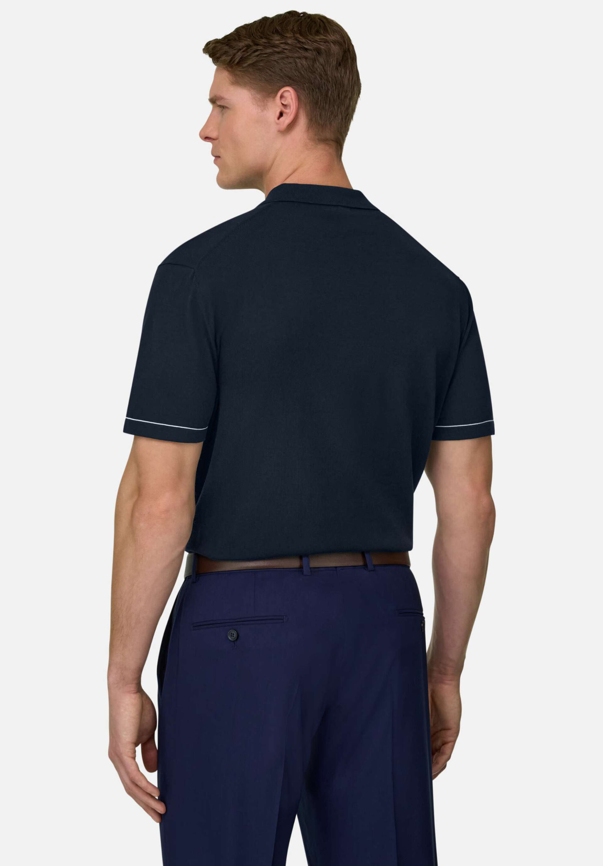 Boggi Milano Ανδρική Πόλο Μπλούζα με Contrast Ρίγα Relaxed Fit - Bo26P032701 Μπλε Navy