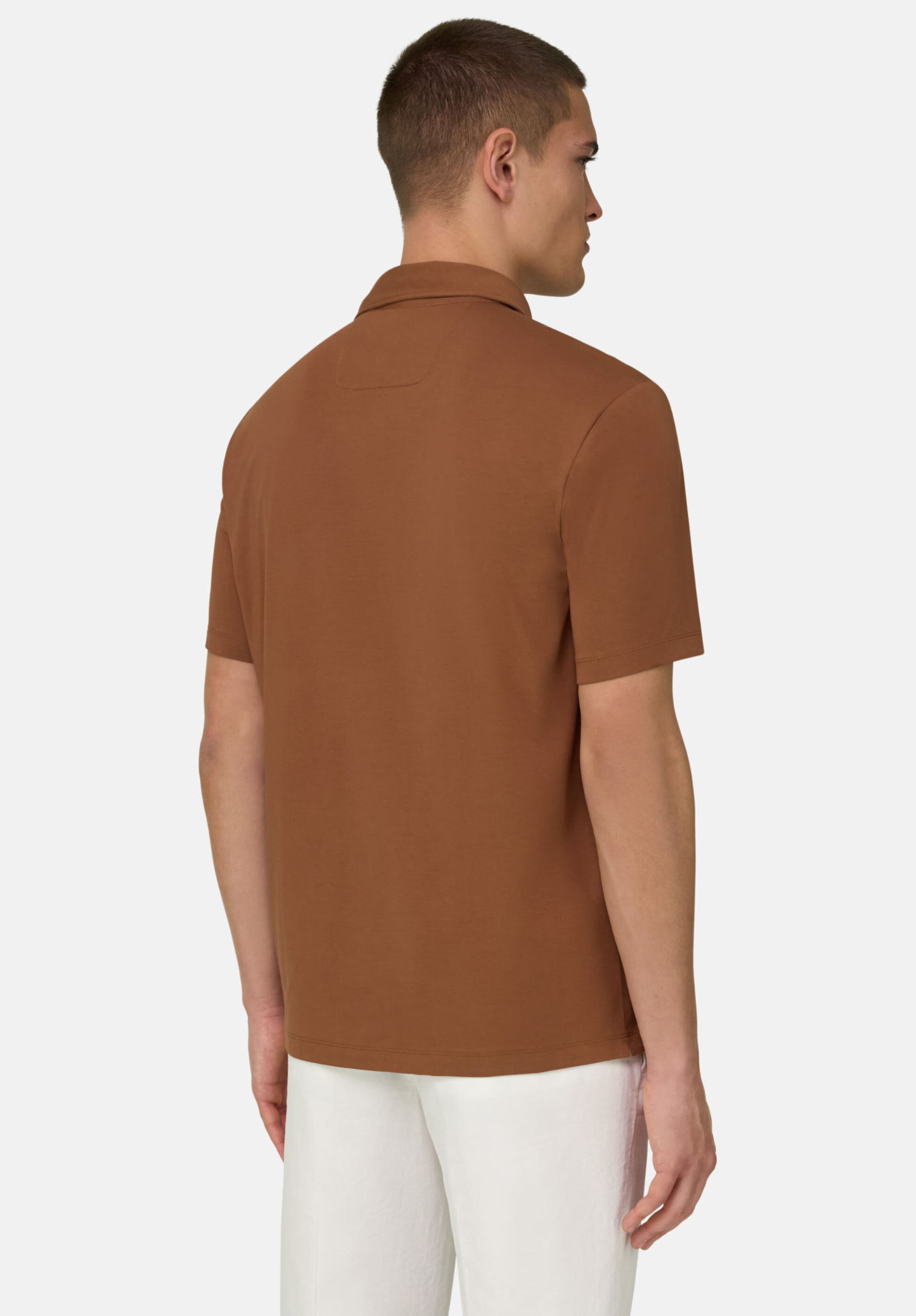 Boggi Milano Ανδρική Πόλο Μπλούζα Μονόχρωμη Regular Fit Pima - Bo26P034705 Καμηλό