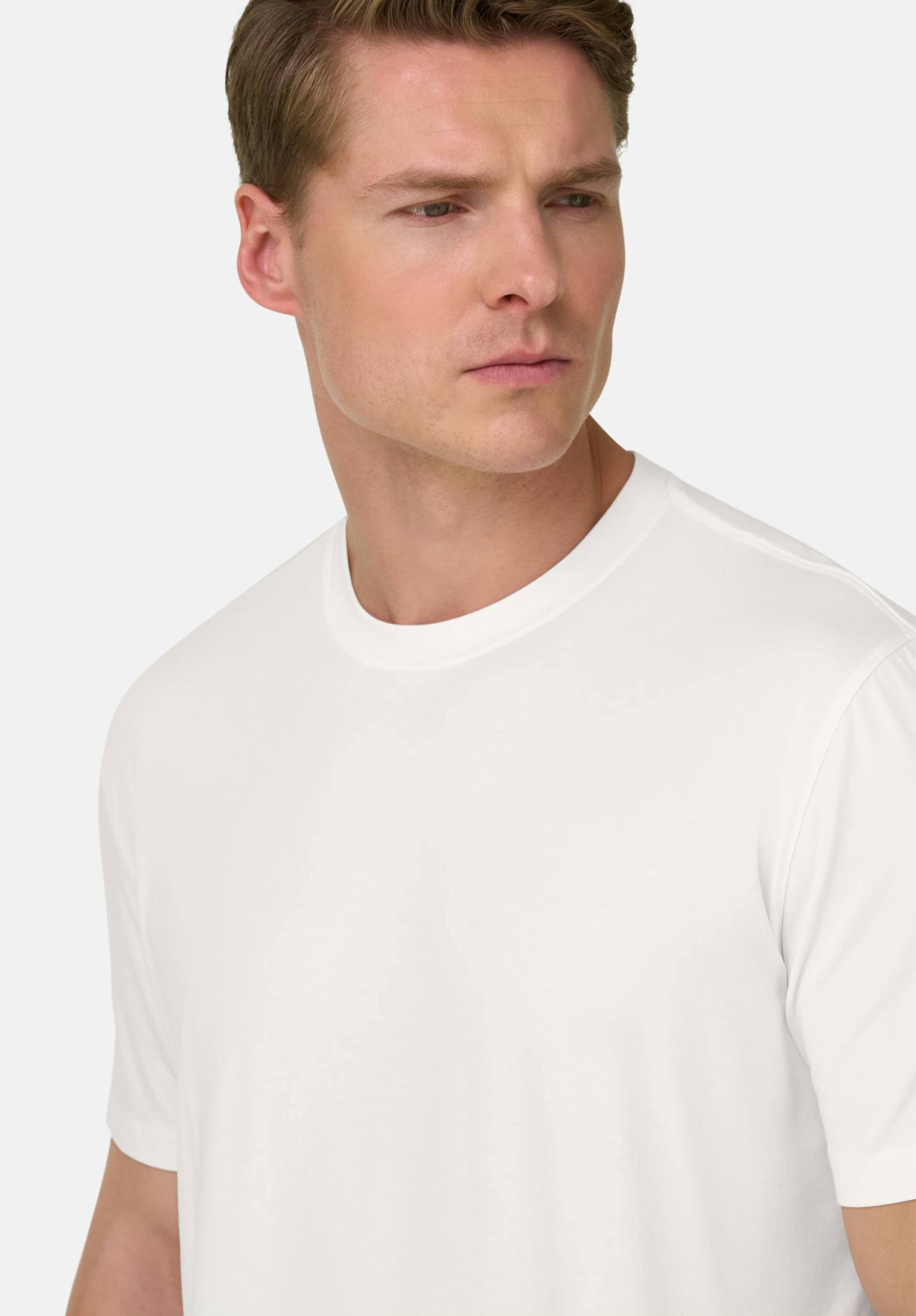 Boggi Milano ανδρικό T-shirt μονόχρωμο "Pima" - BO26P036001 Λευκό φωτογραφία
