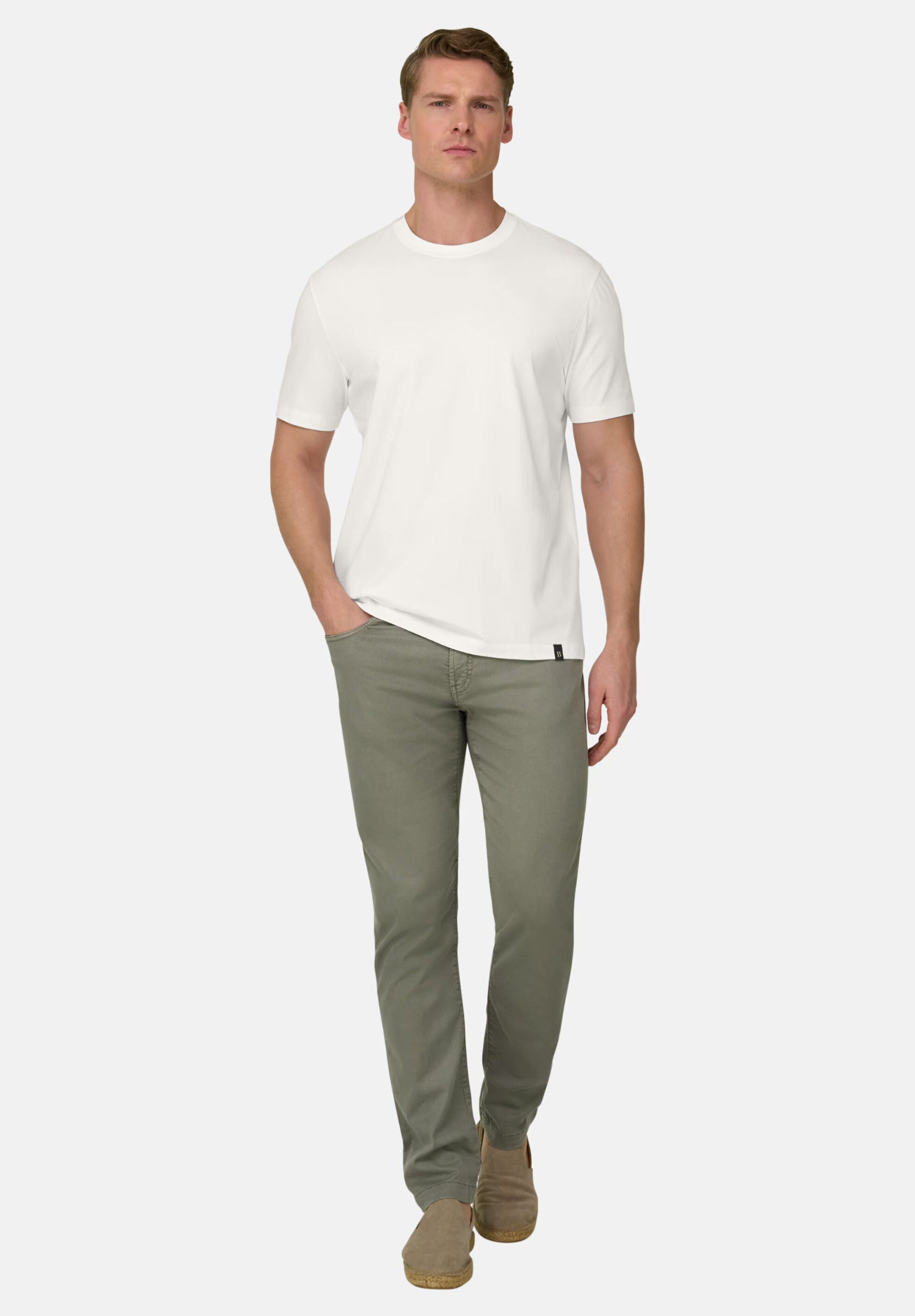 Boggi Milano ανδρικό T-shirt μονόχρωμο "Pima" - BO26P036001 Λευκό φωτογραφία