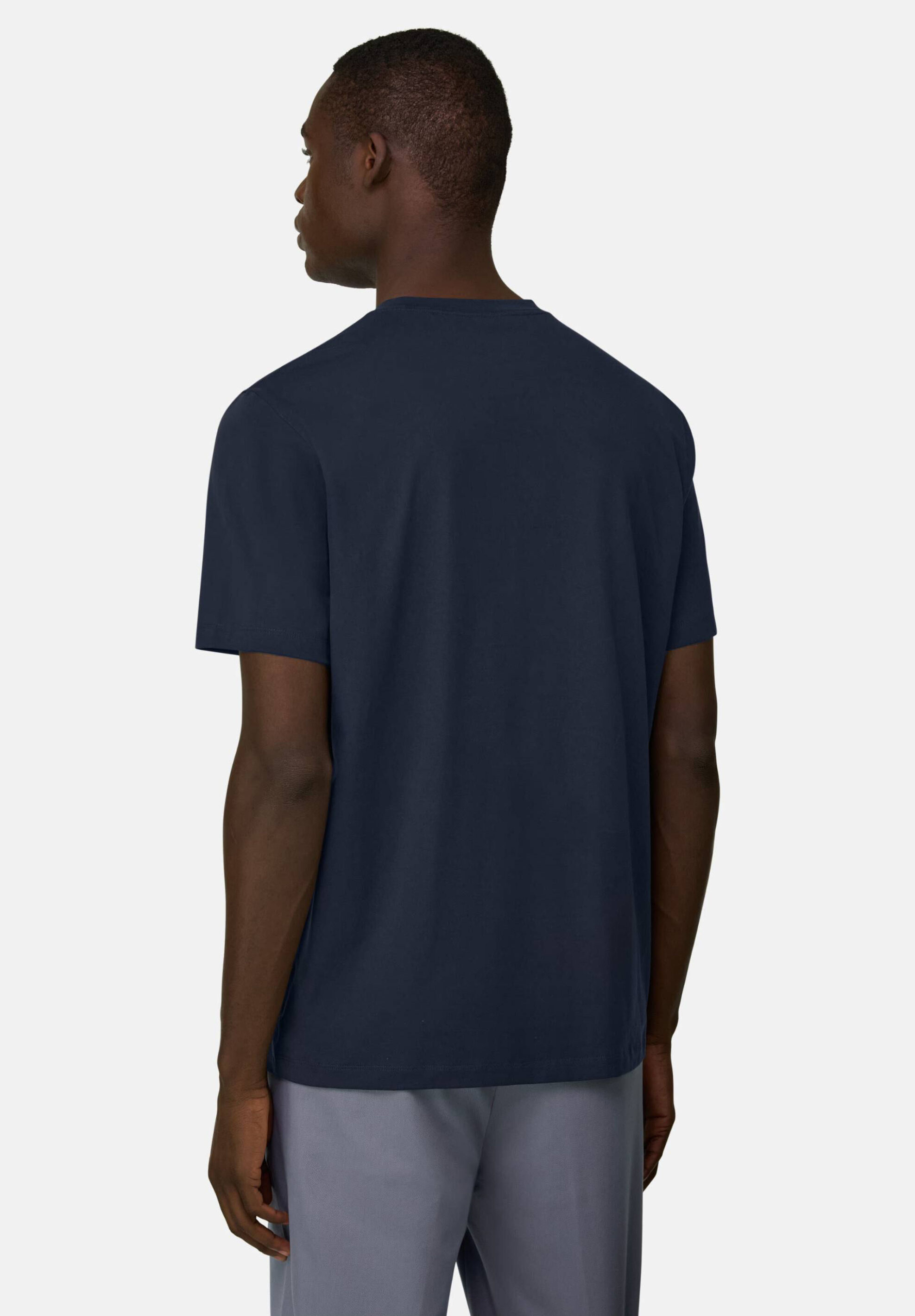 Boggi Milano Ανδρικό T-Shirt Μονόχρωμο Pima - Bo26P036002 Μπλε Navy