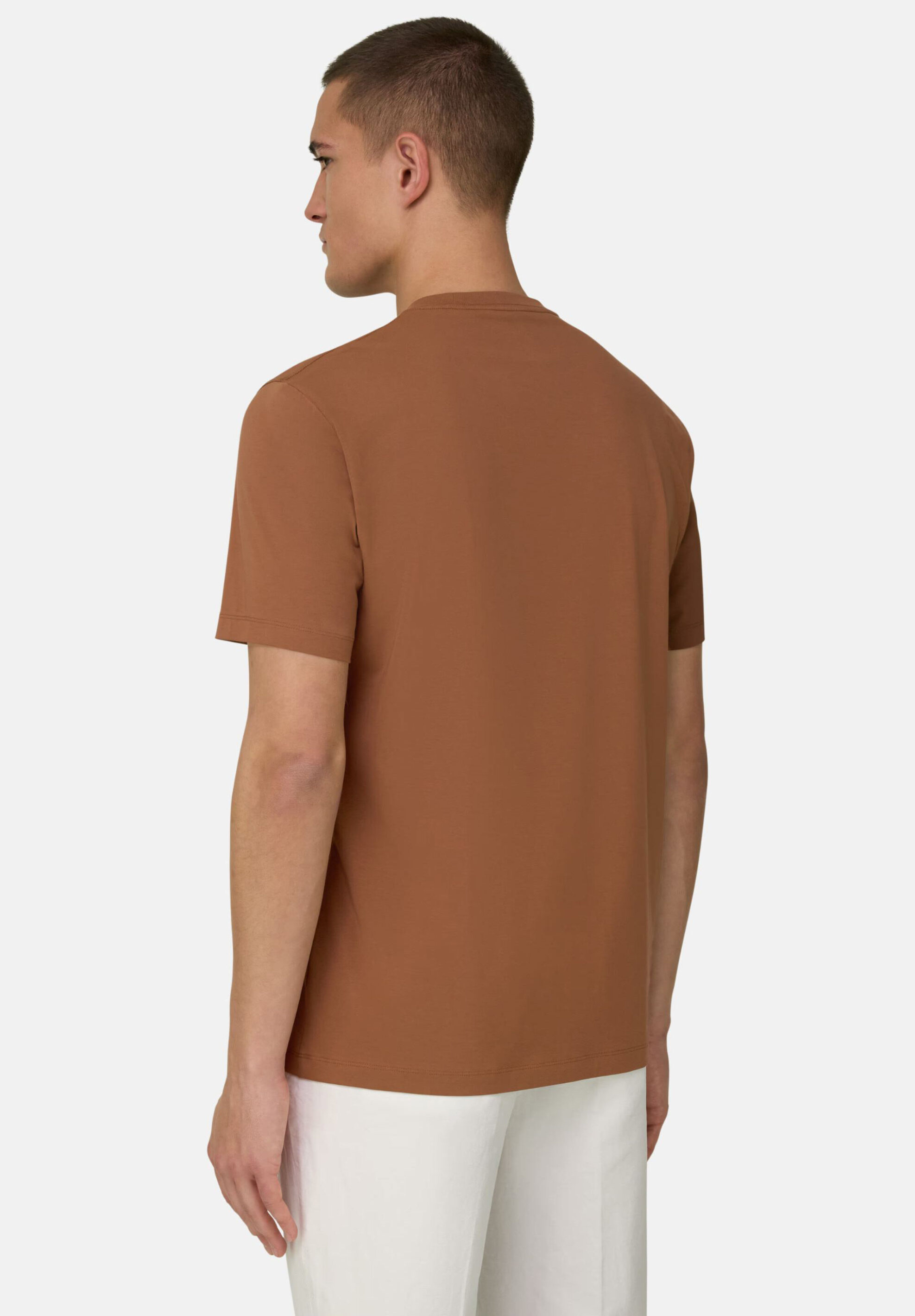 Boggi Milano Ανδρικό T-Shirt Μονόχρωμο Pima - Bo26P036006 Καμηλό