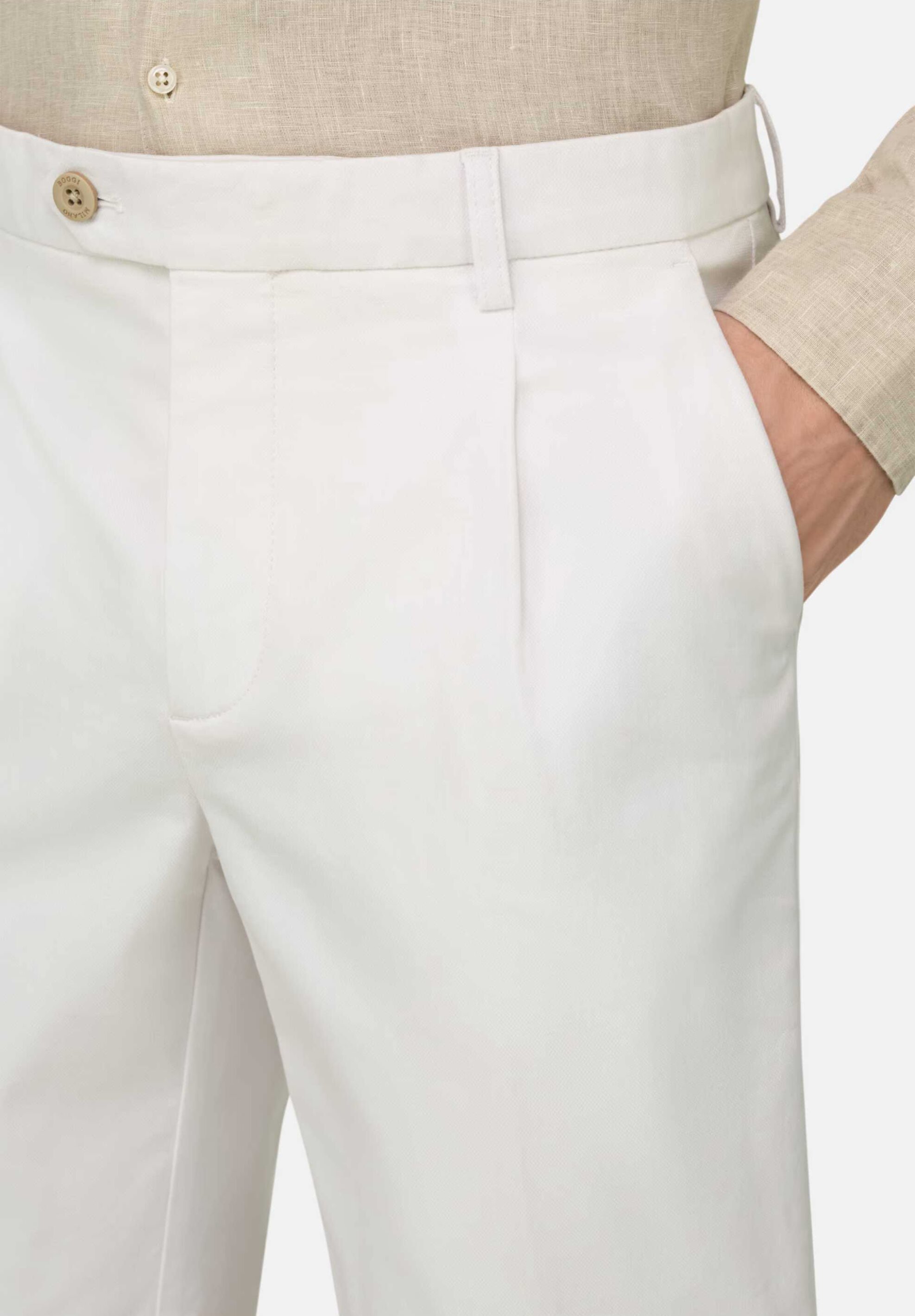 Boggi Milano Ανδρική Βερμούδα Chino Regular Fit - Bo26P077106 Λευκό