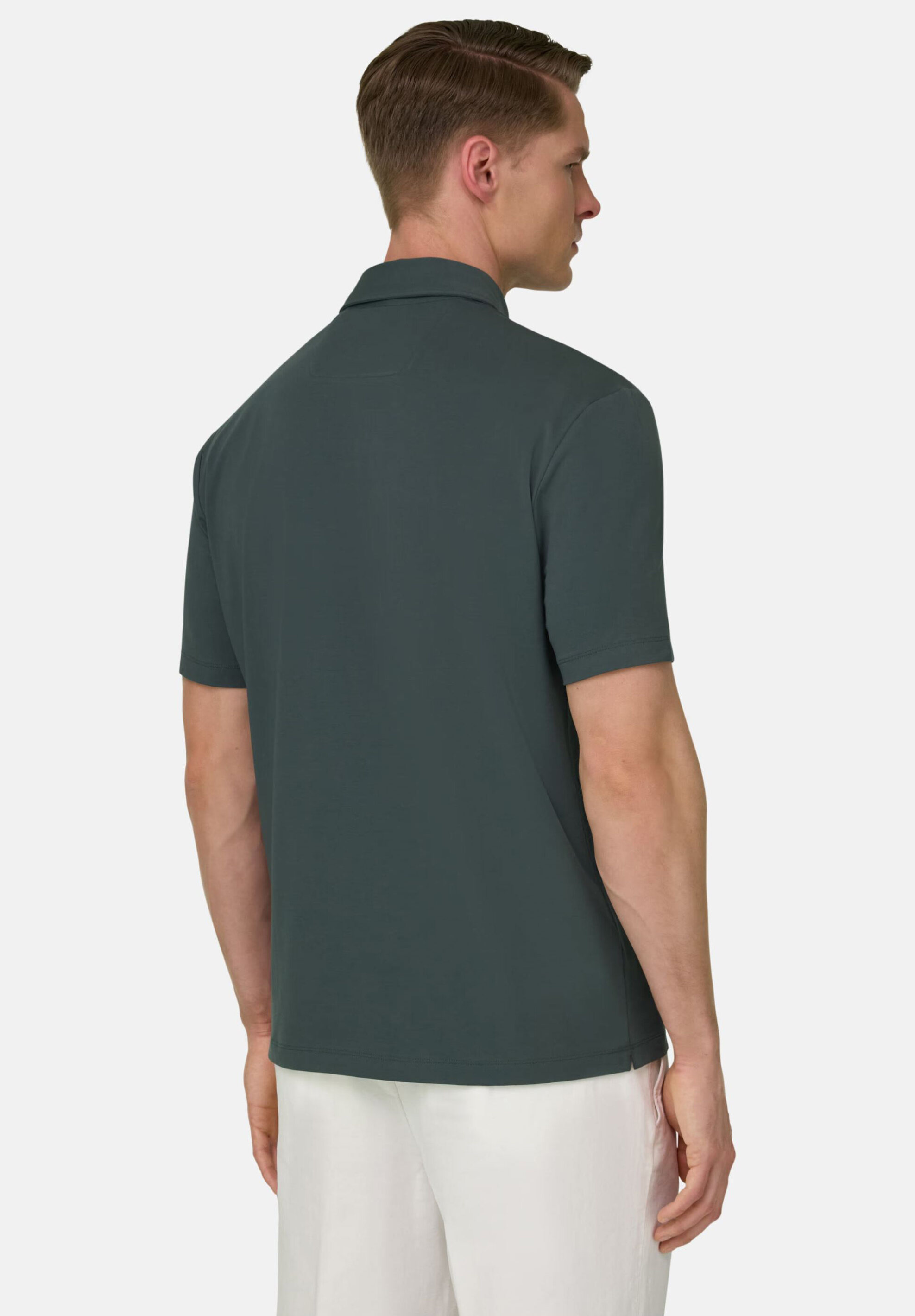 Boggi Milano Ανδρική Πόλο Μπλούζα Μονόχρωμη Regular Fit Pima - Bo26P034709 Πράσινο Σκούρο