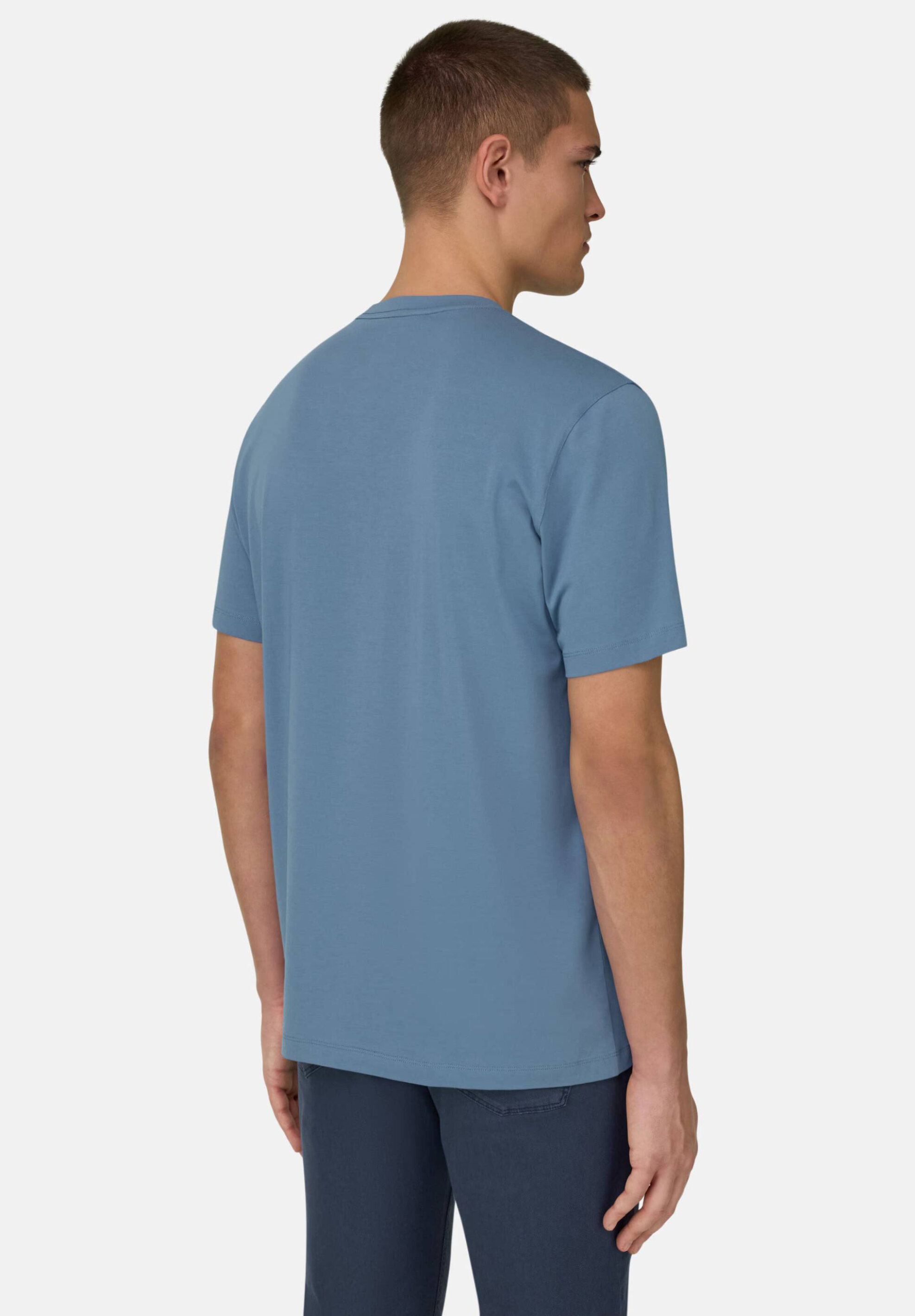 Boggi Milano Ανδρικό T-Shirt Μονόχρωμο Pima - Bo26P036007 Πετρόλ