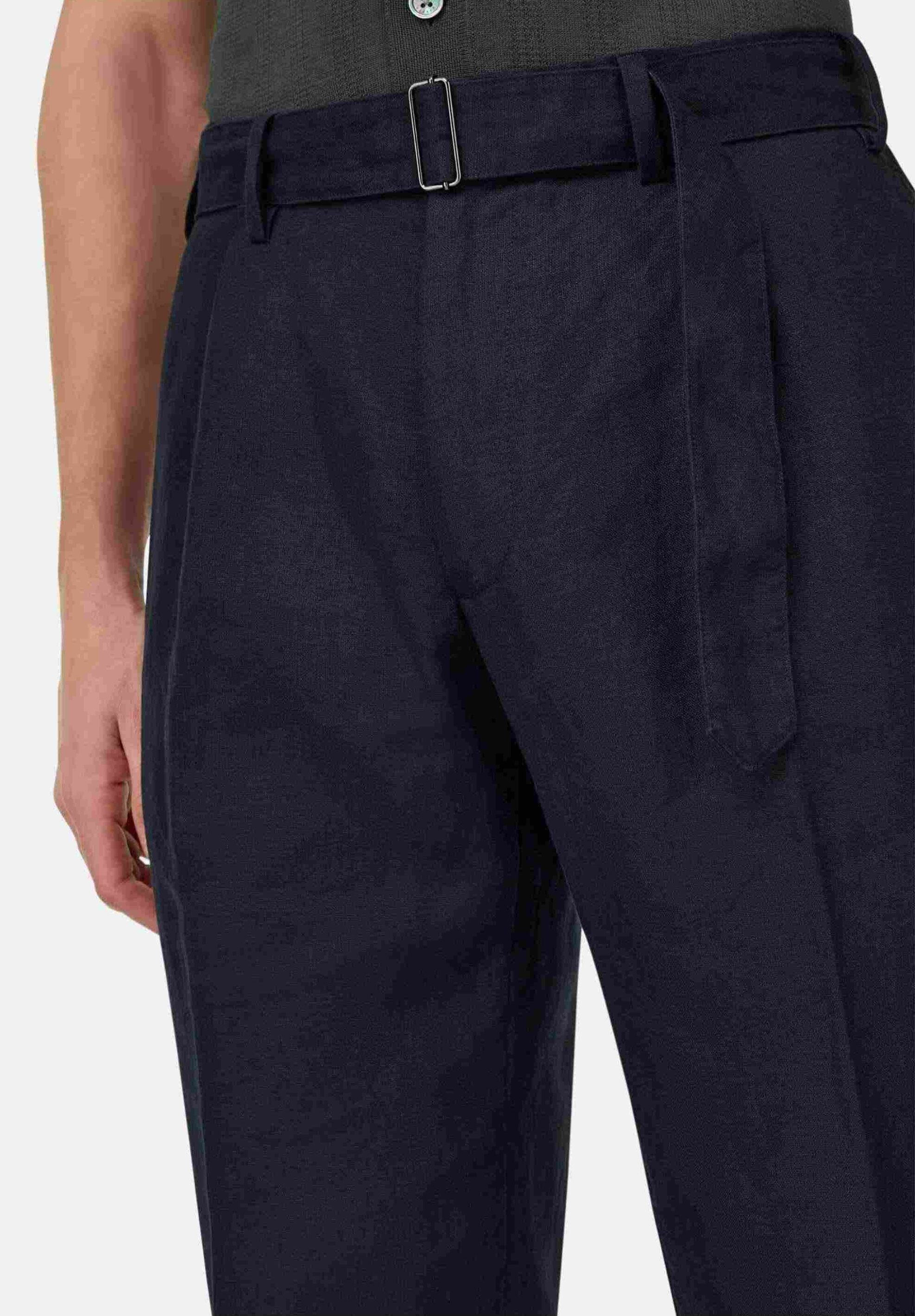 Boggi Milano Ανδρικό Λινό Παντελόνι Tapered Fit - Bo26P072801 Μαύρο