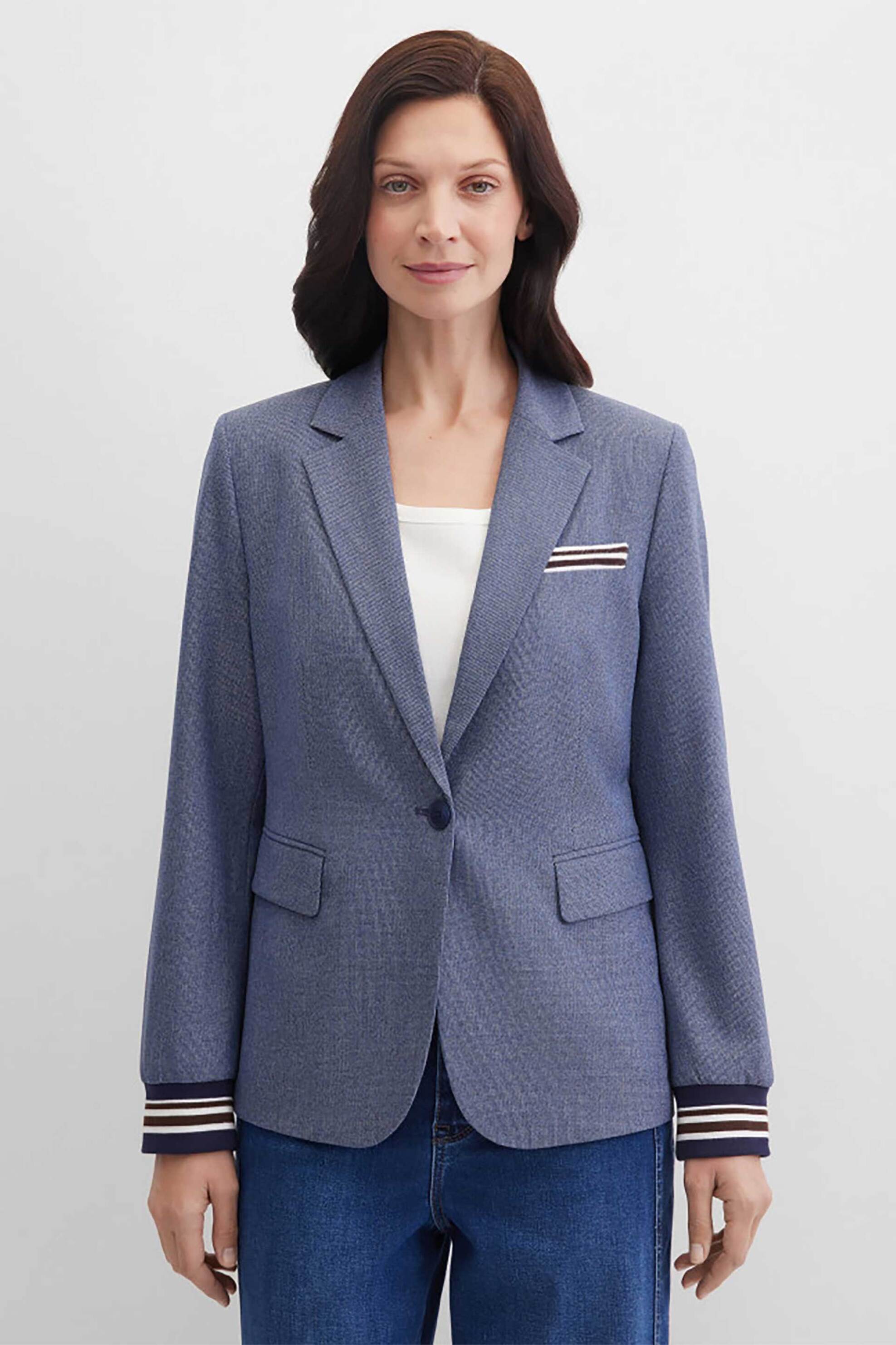 GERRY WEBER Gerry Weber γυναικείο πλεκτό σακάκι με contrast λεπτομέρειες - N60154399044 Μπλε