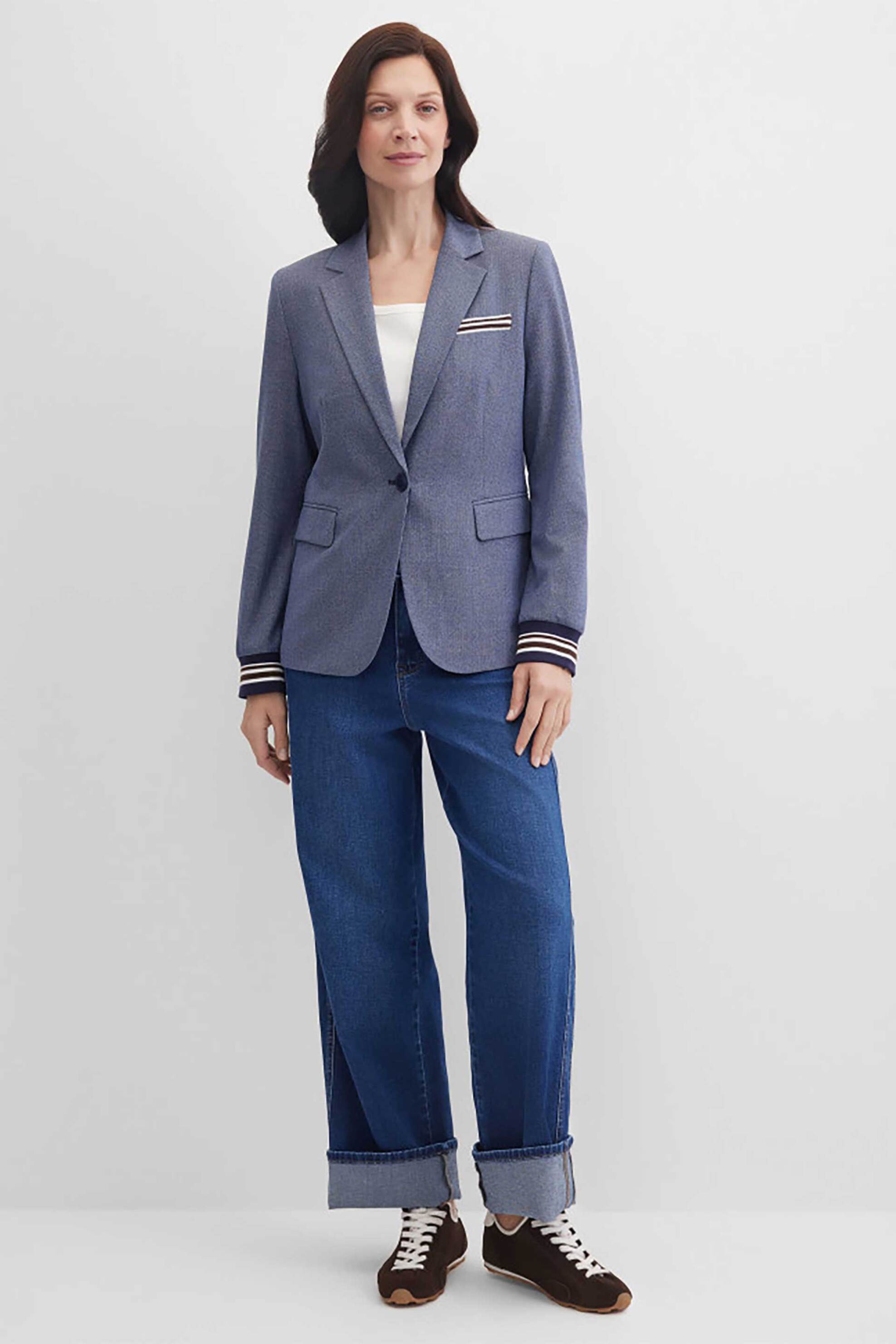 GERRY WEBER Gerry Weber γυναικείο πλεκτό σακάκι με contrast λεπτομέρειες - N60154399044 Μπλε - 3