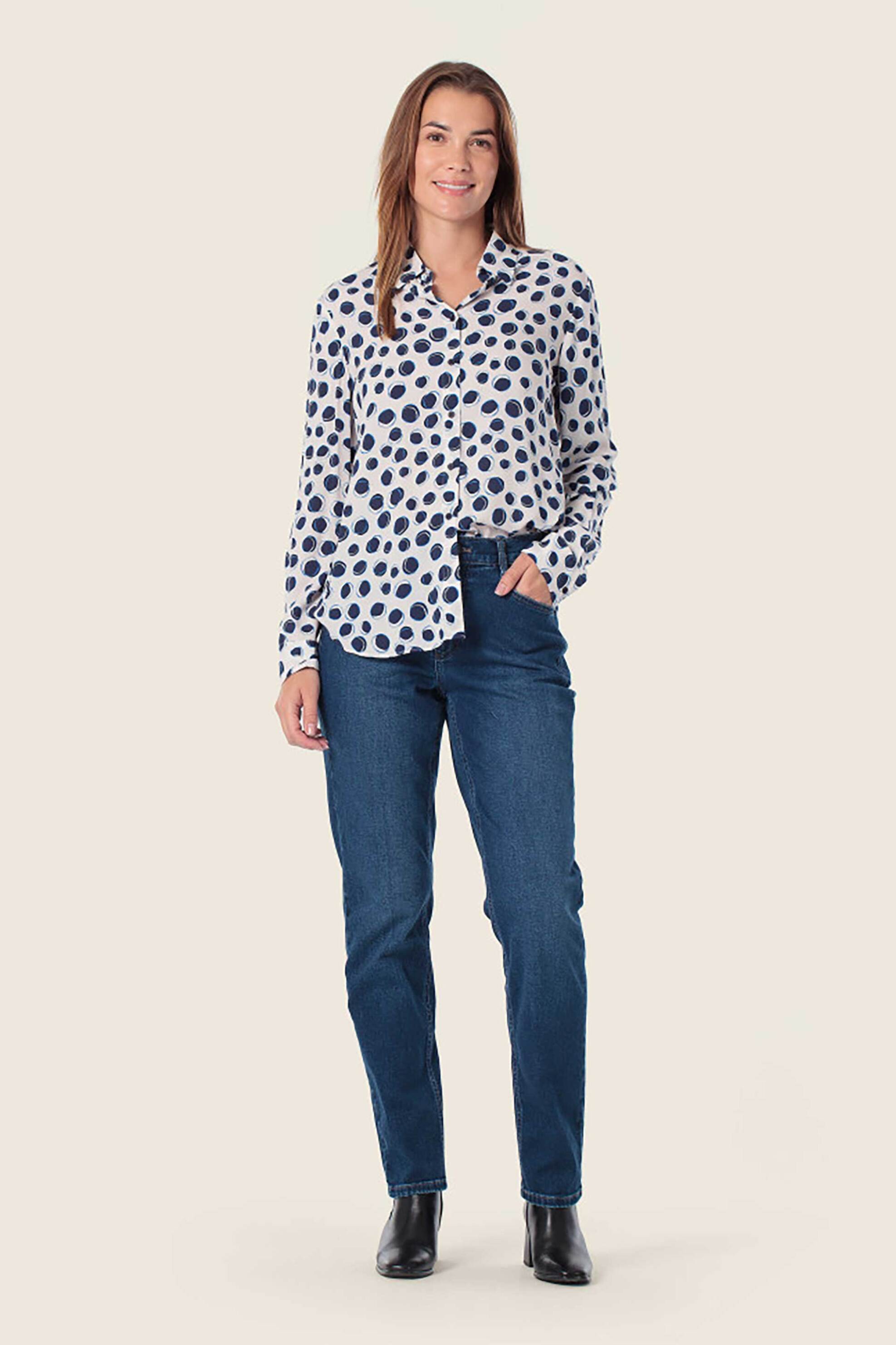 Gerry Weber γυναικείο πουκάμισο με all-over print - N60450189044 Λευκό - Μπλε φωτογραφία