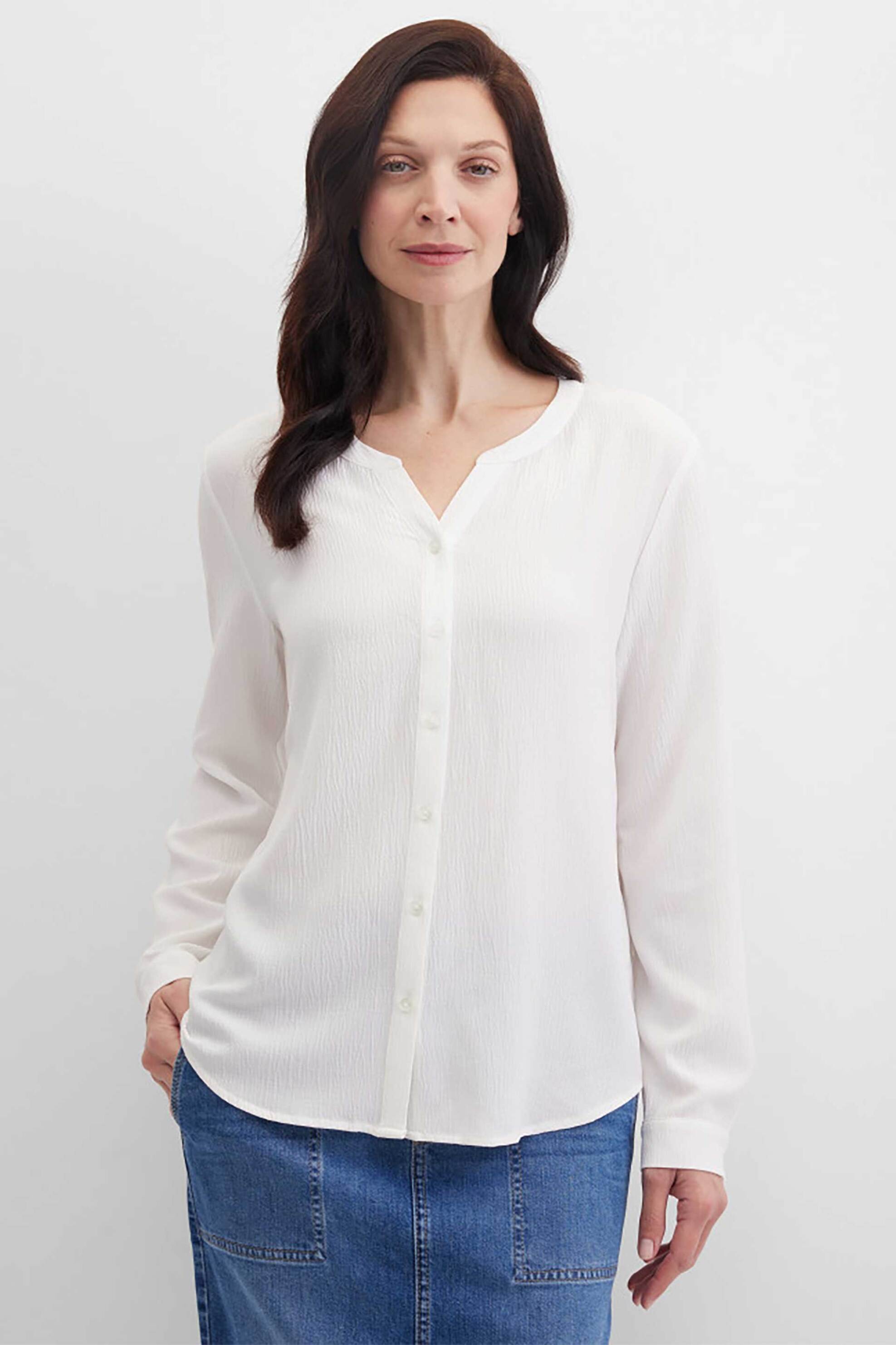 Gerry Weber γυναικείο πουκάμισο με crinkled effect Straight Cut - N60454121040 Λευκό