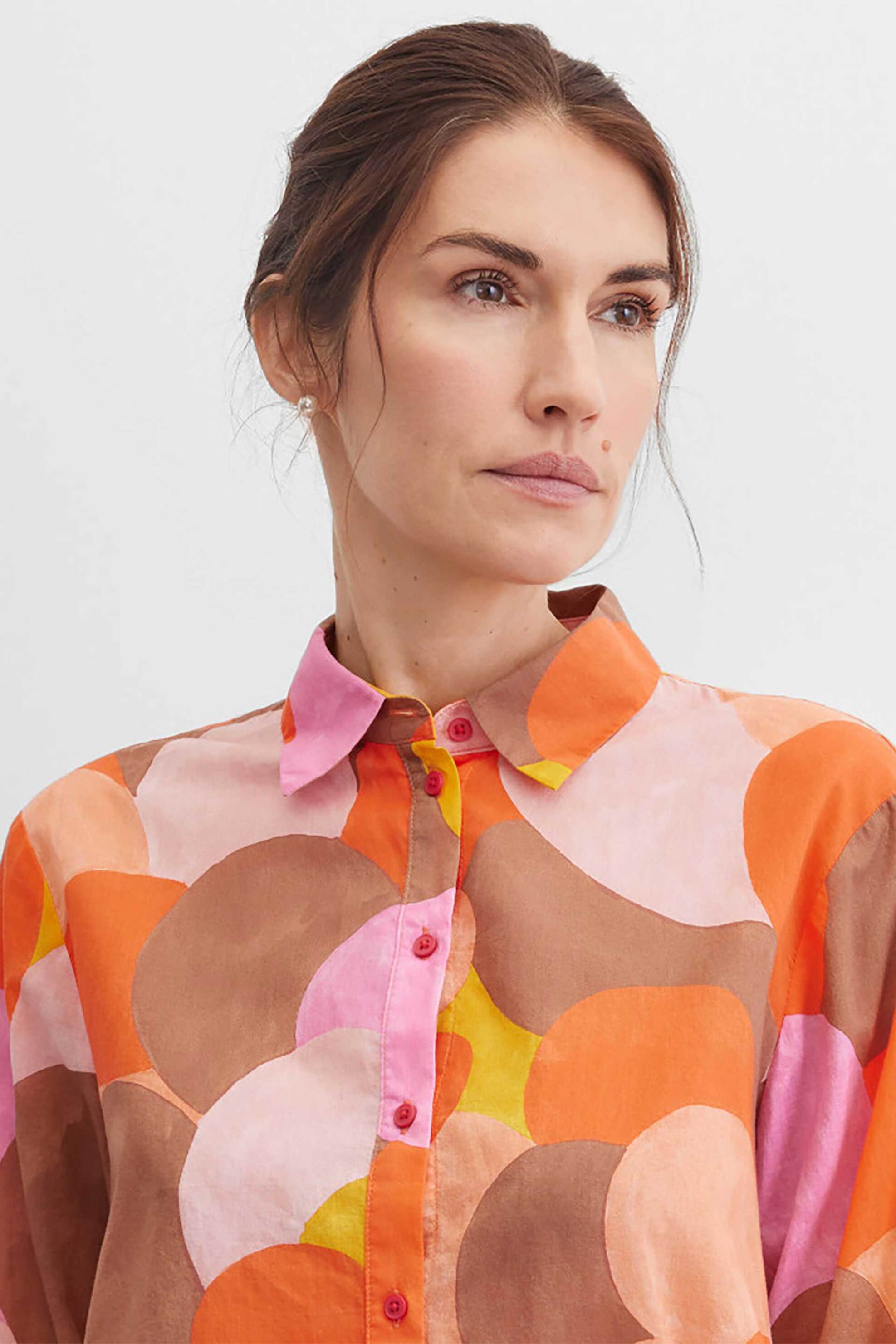 Gerry Weber γυναικείο πουκάμισο cropped με all-over print Straight Cit - N60477336040 Πορτοκαλί