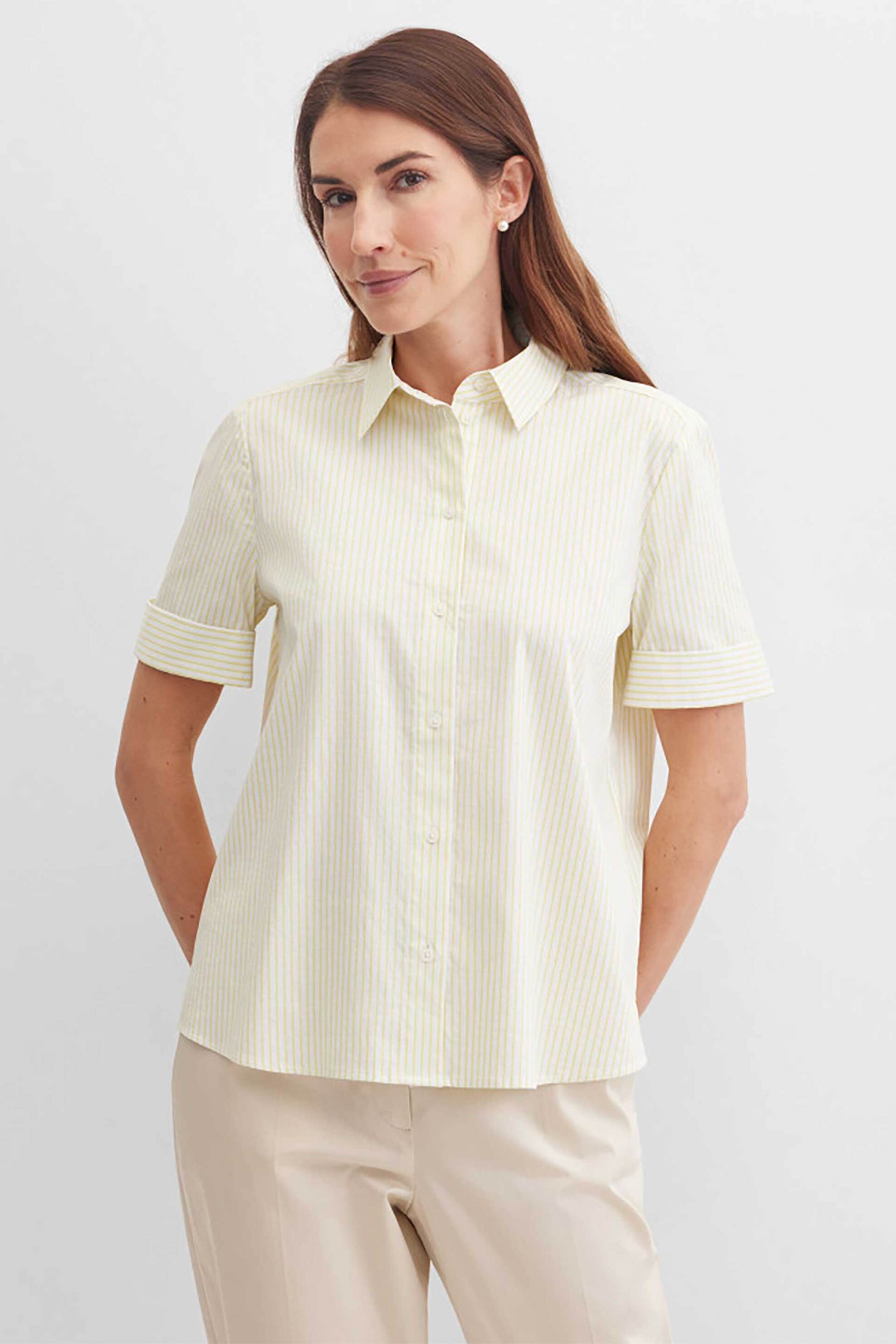 Gerry Weber γυναικείο πουκάμισο με ριγέ σχέδιο Loose Straight Cut - N60652209044 Κίτρινο Ανοιχτό