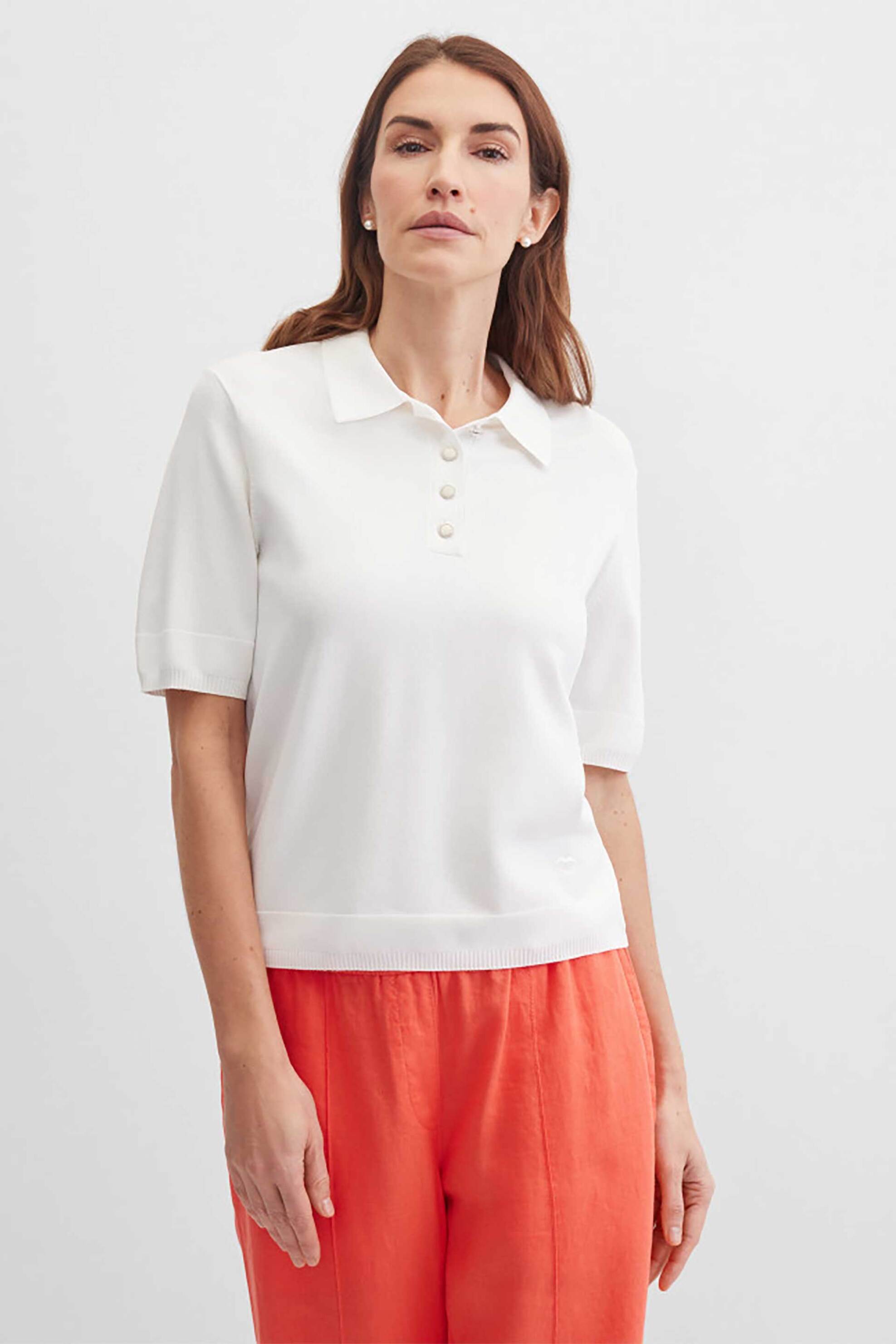 Gerry Weber γυναικεία μπλούζα πόλο μονόχρωμη - N60953121042 Λευκό