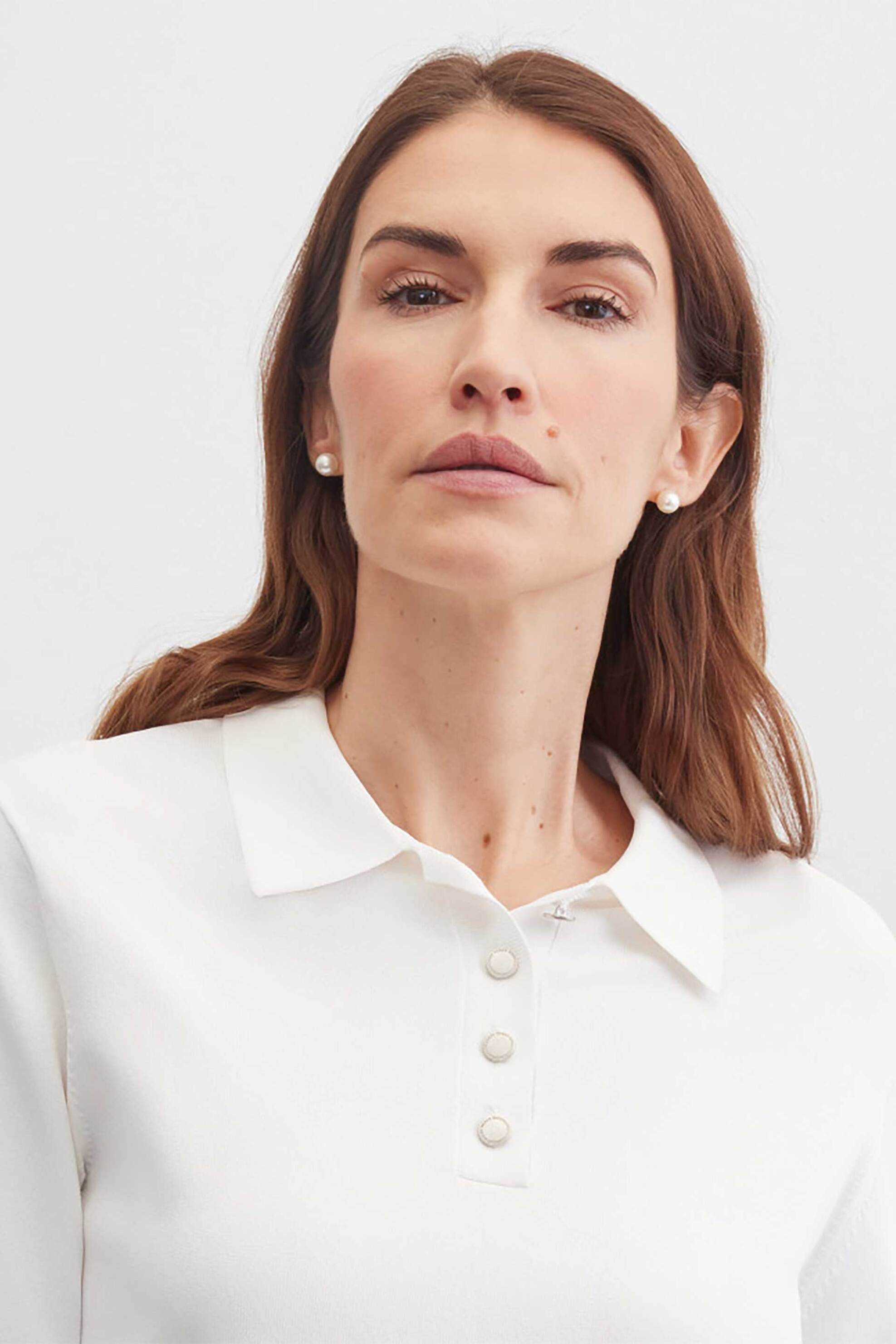 Gerry Weber γυναικεία μπλούζα πόλο μονόχρωμη - N60953121042 Λευκό